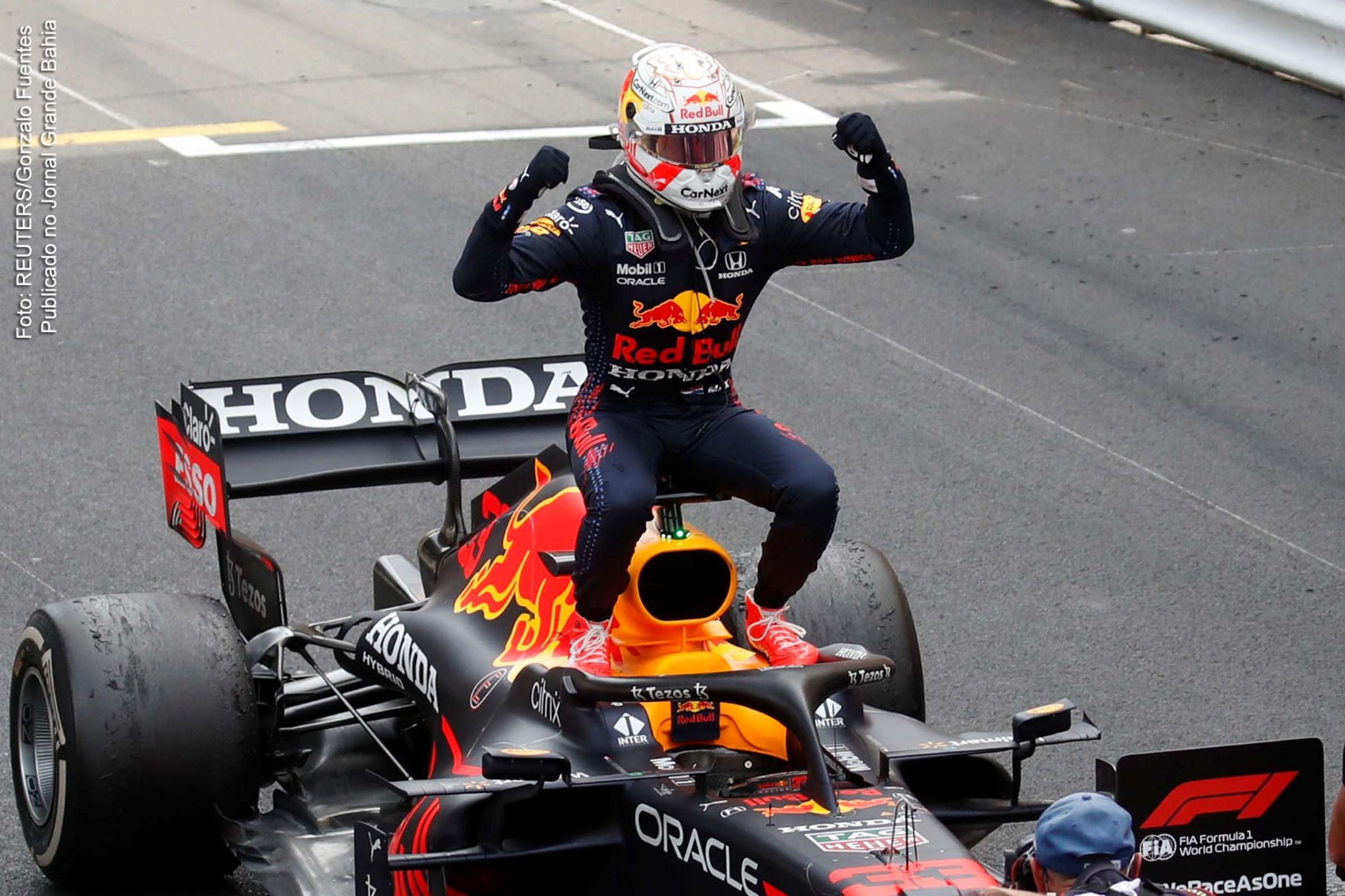 Max Verstappen comemora vitória na edição 2021 do Grande Prêmio de Mônaco.