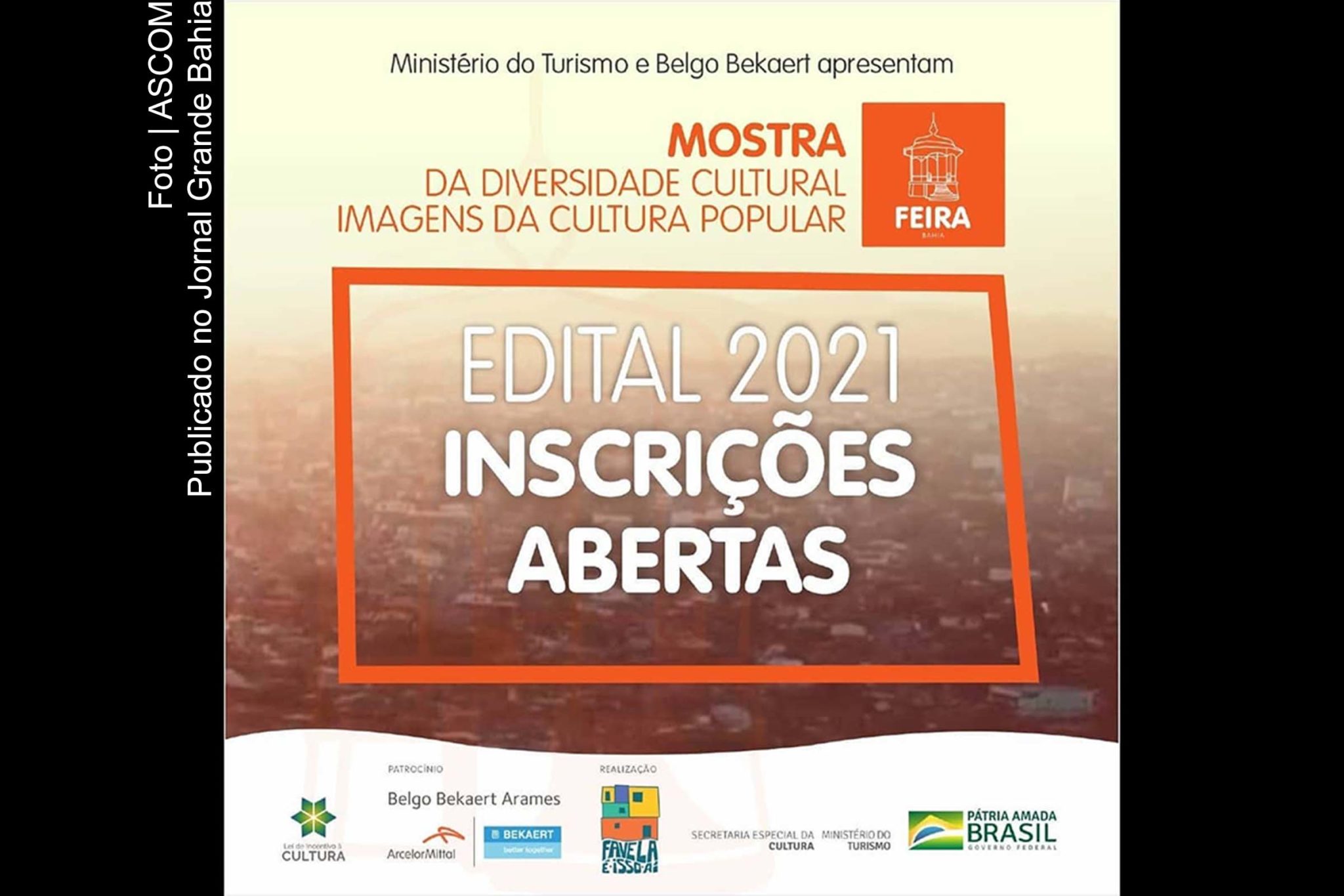 Cartaz anuncia inscrições para a Mostra da Diversidade Cultural 2021 de Feira de Santana.