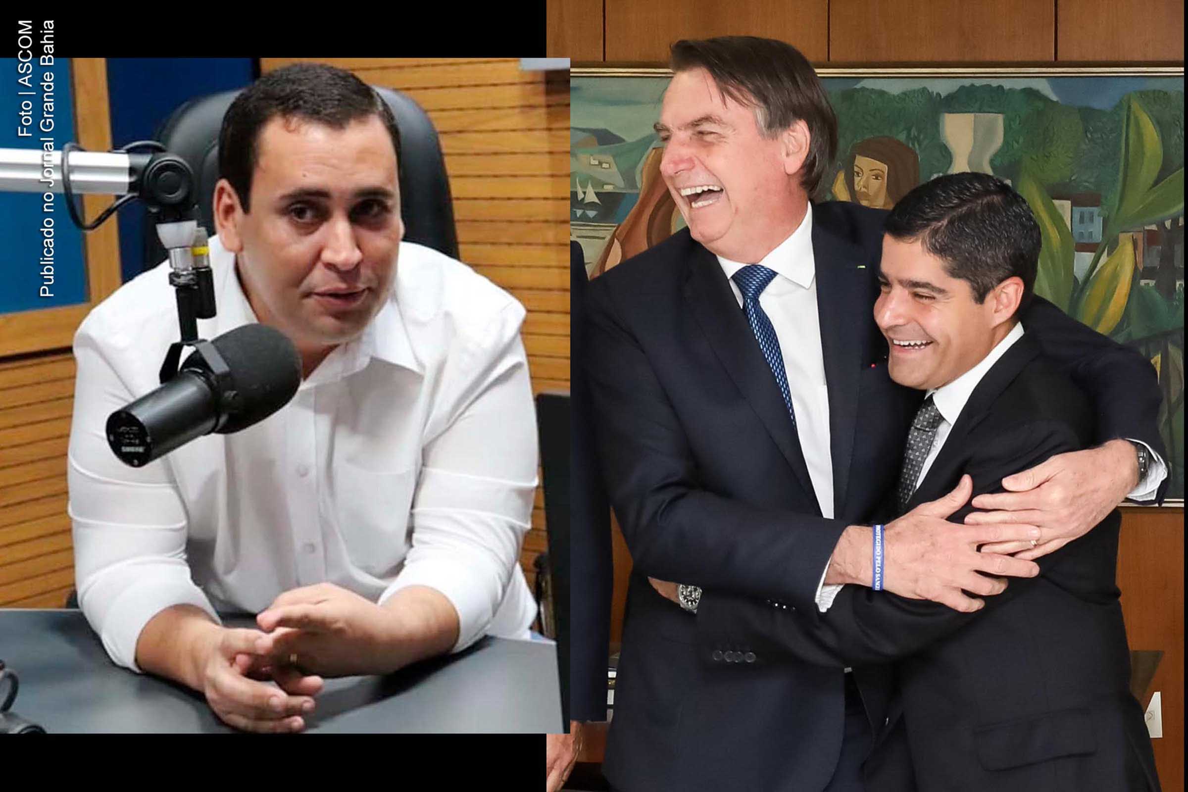 Eden Valadares, Jair Bolsonaro e ACM Neto. Presidente do PT da Bahia comenta, com ironia, a aliança entre Jair Bolsonaro e ACM Neto, e a dificuldade do ex-prefeito em apresentar posição contrária ao extremista presidente.