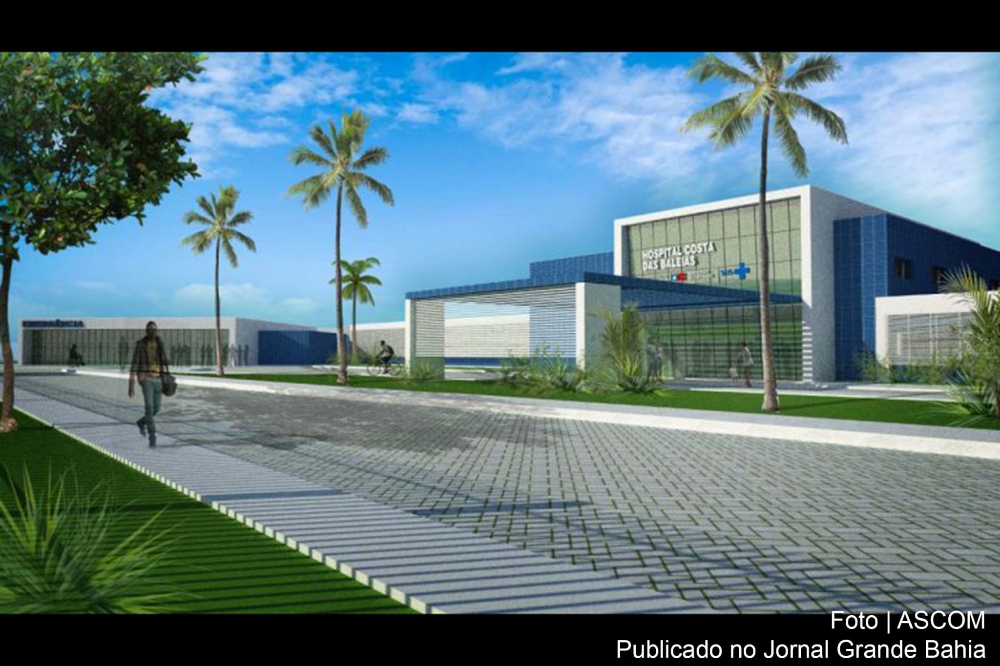 Ilustração do Hospital Regional Costa das Baleias. Unidade de saúde será edificada em Teixeira de Freitas.