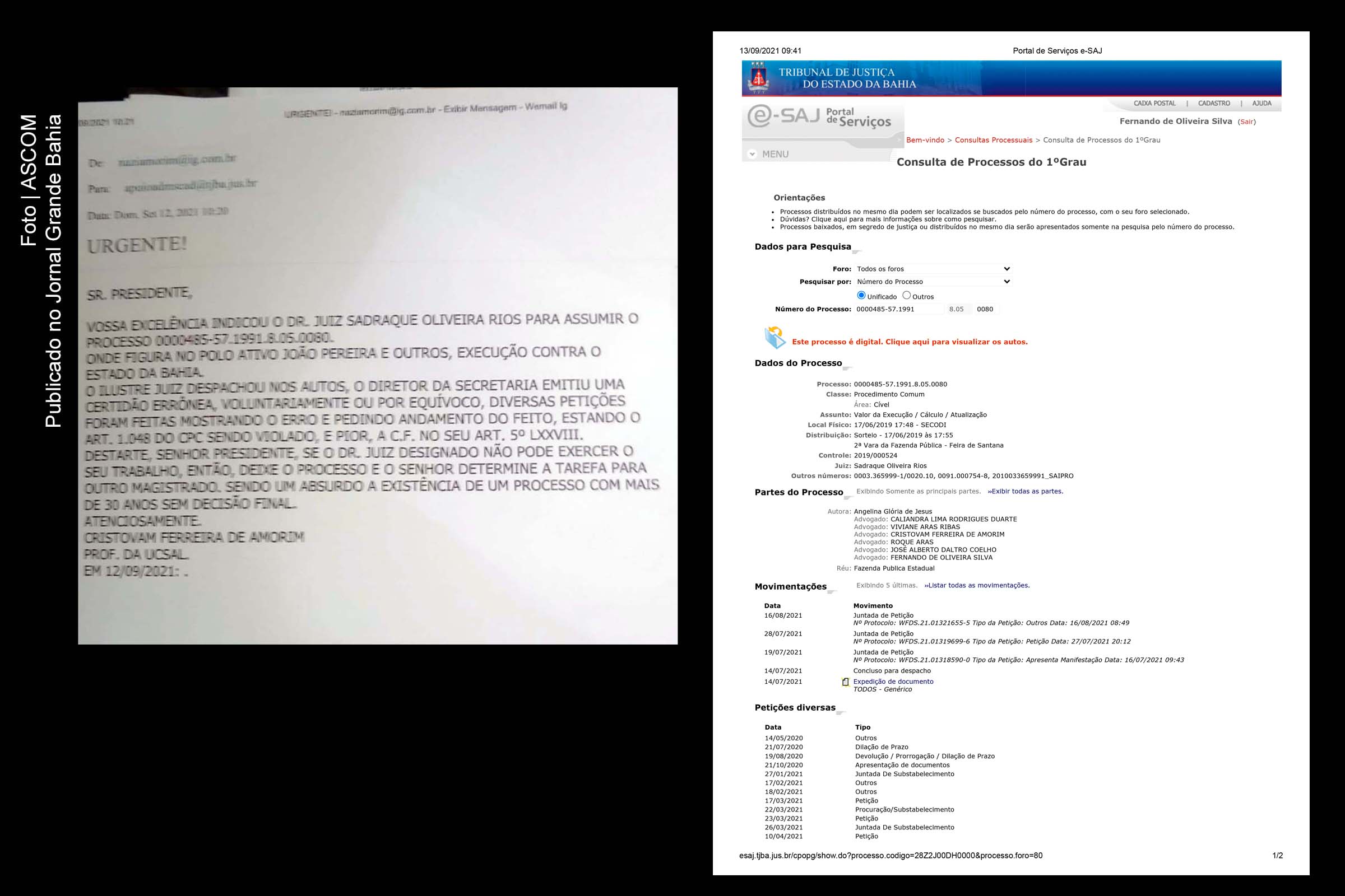 Ação judicial proposta por João Pereira e outros contra o Estado da Bahia tramita há 30 anos na Comarca de Feira de Santana sem que ocorra sentença final.