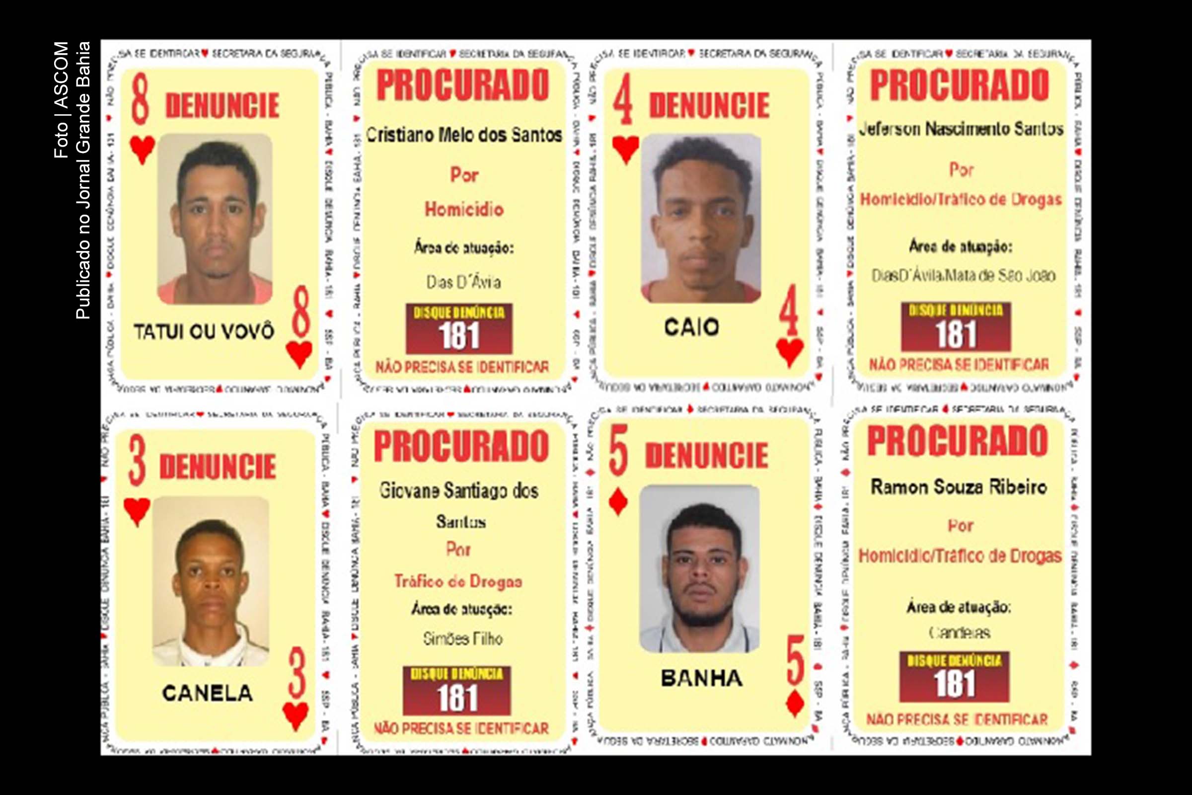 Homicidas e foragido do sistema prisional entram no Baralho do Crime da SSP Bahia