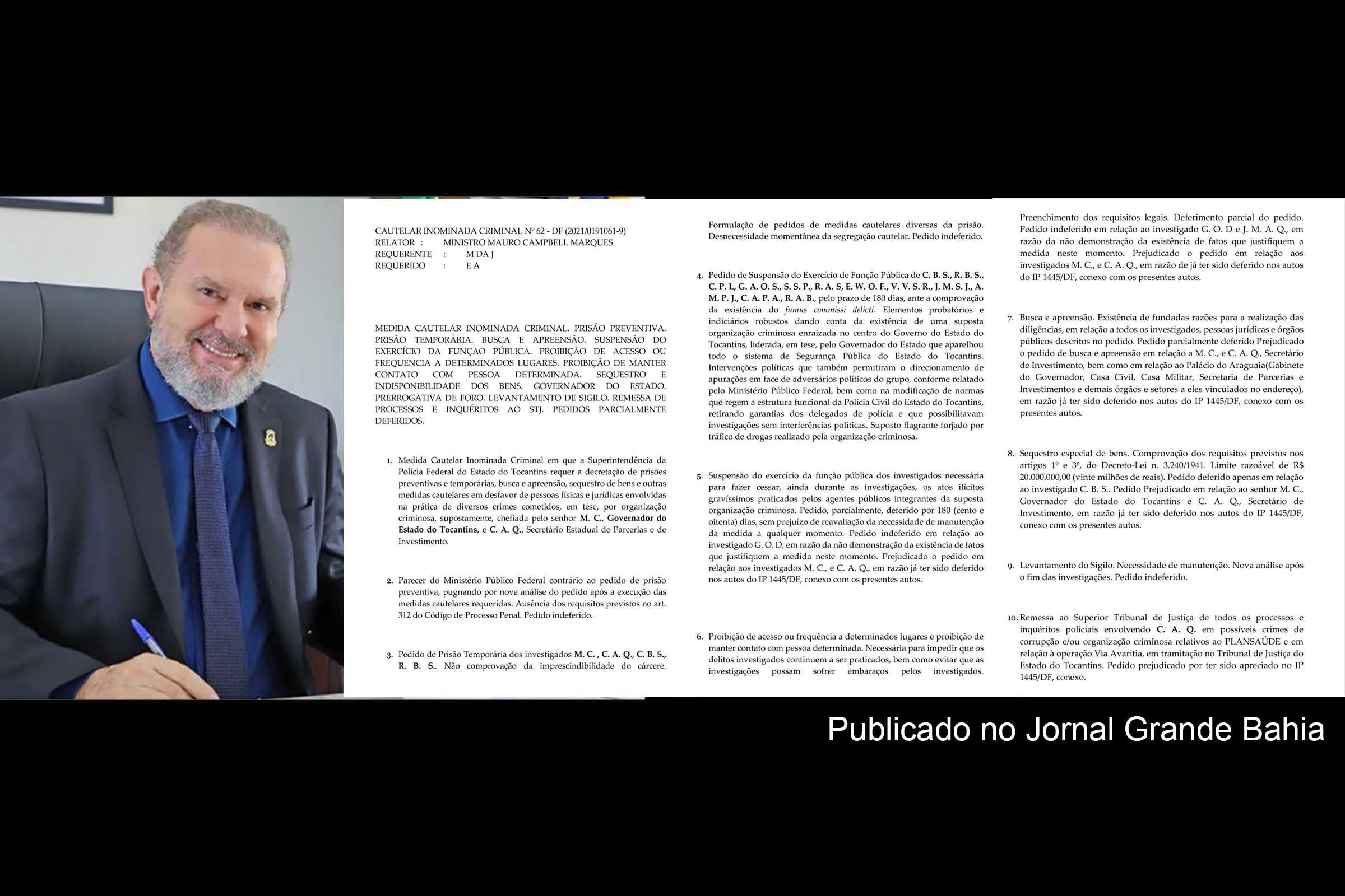 STJ afasta governador do Tocantins por 180 dias em investigação sobre desvios no plano de saúde dos servidores; Mauro Carlesse é investigado nas Operações Éris e Hygea