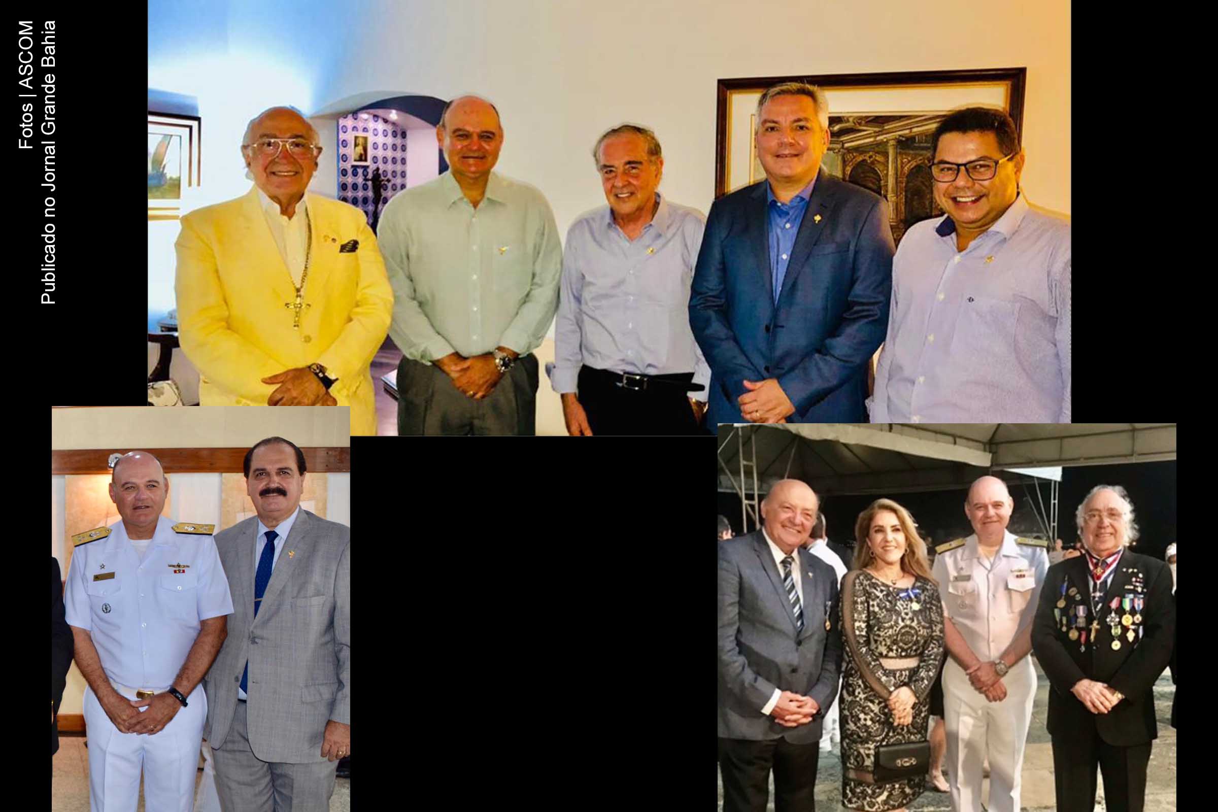 Almirante de esquadra André Luiz Silva Lima ao lado de personalidades da Bahia, dentre elas, Walter Pinheiro, presidente do Jornal Tribuna da Bahia e do Conselho da ABI; Nelson José de Carvalho, diretor da ABI; e Marcelo Sacramento, vice-presidente da Tribuna da Bahia.