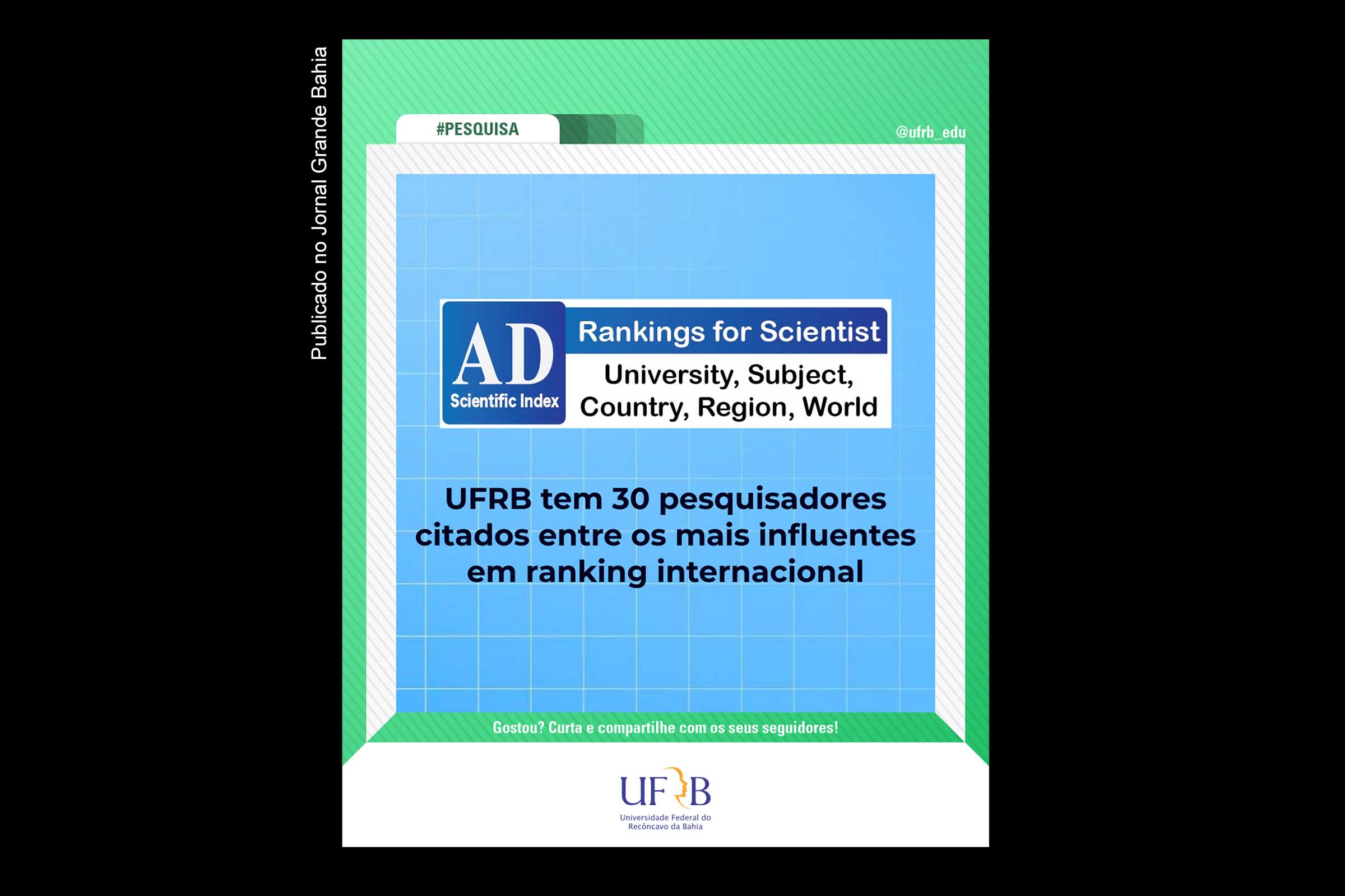 Pesquisadores da UFRB são destaque no ranking 2021 da AD Scientific Index.