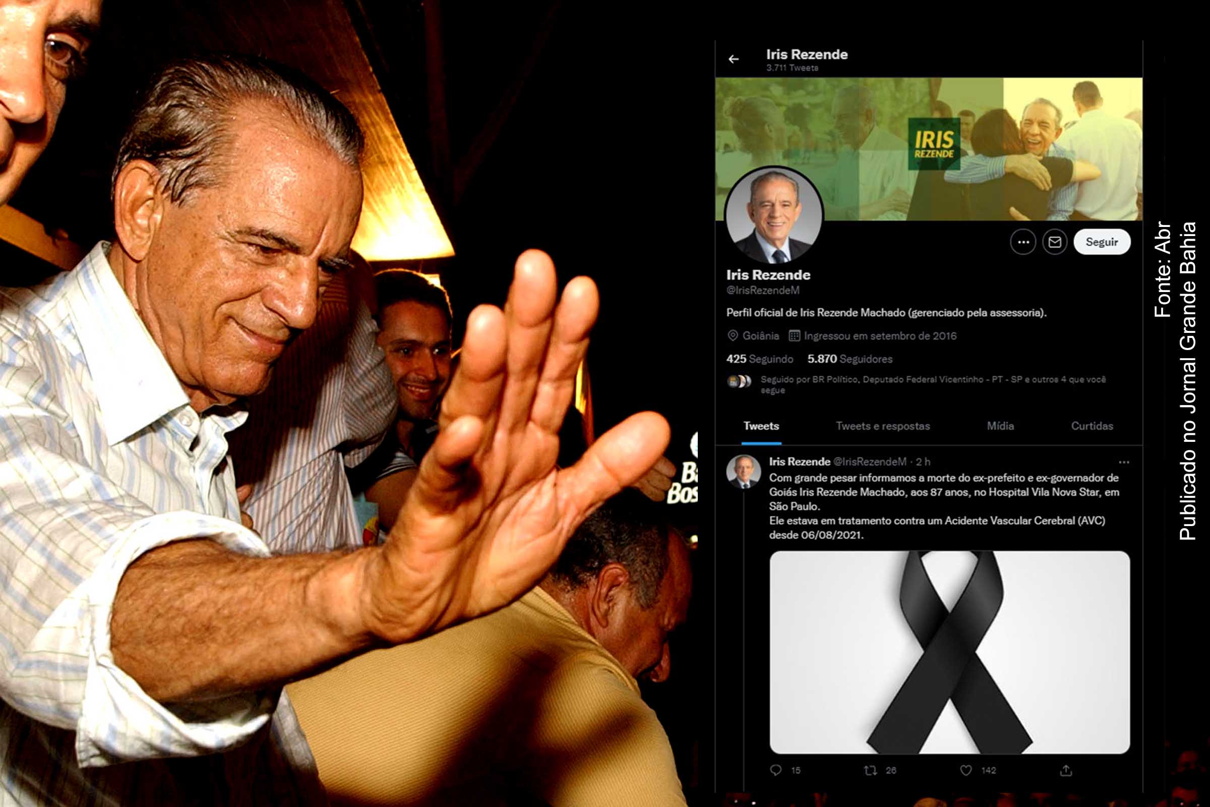 Ex-governador Iris Rezende sofreu um Acidente Vascular Cerebral (AVC) e foi a óbito.