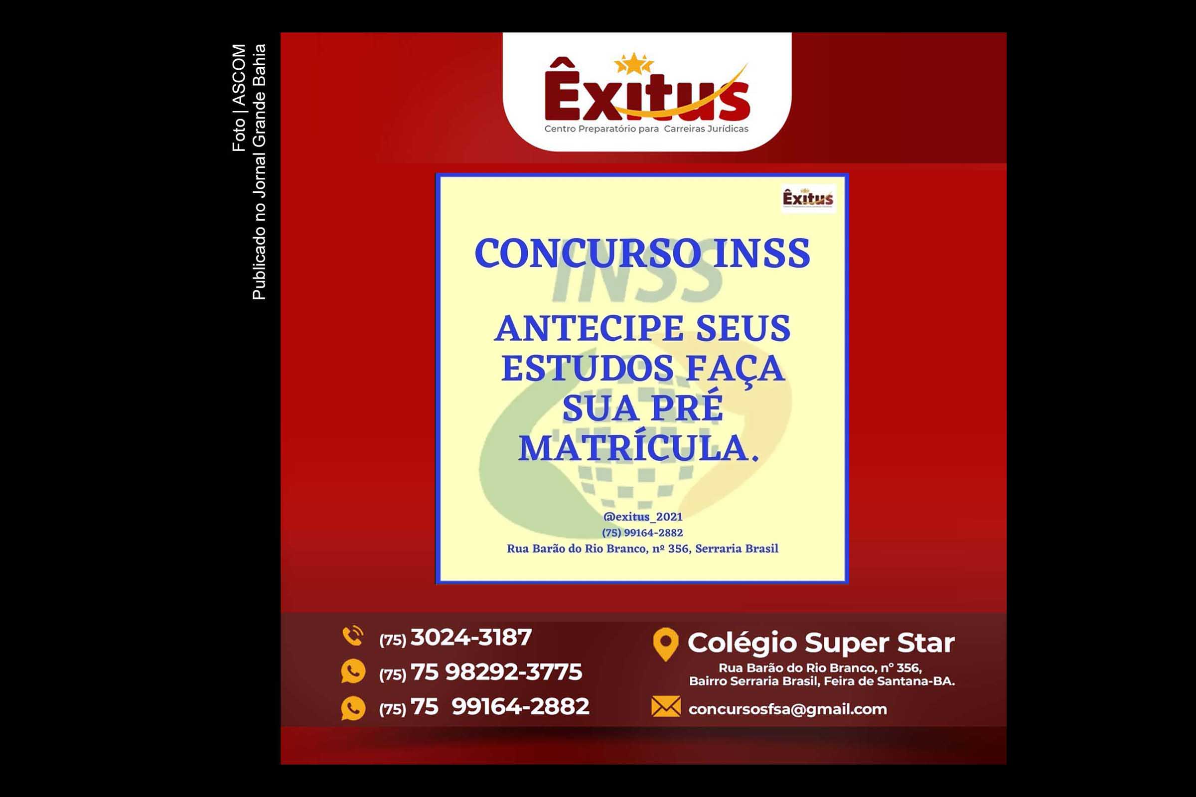 Êxitus abre pré-matrícula para concurso do INSS.