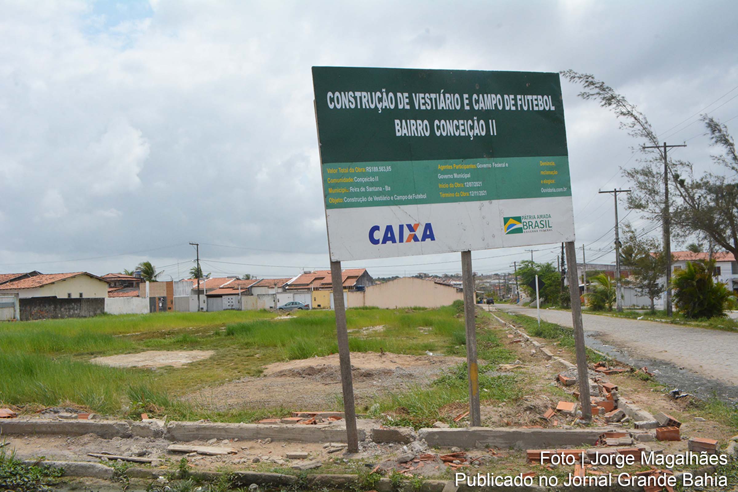 Governo Colbert Martins vai construir campo de futebol no Bairro Conceição II, em Feira de Santana.