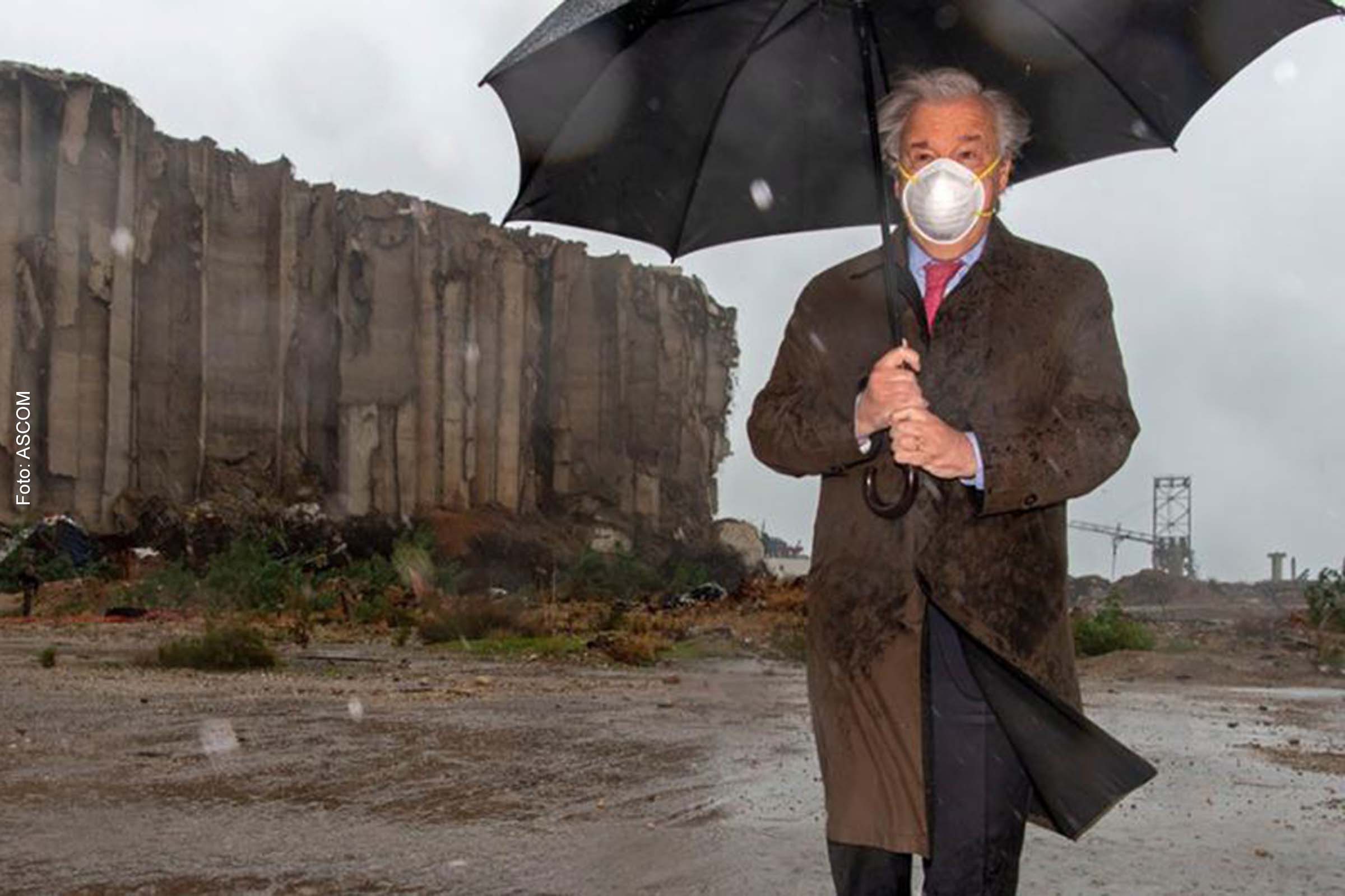 Secretário-geral António Guterres visitou o porto de Beirute, onde ocorreu uma explosão em 2020.