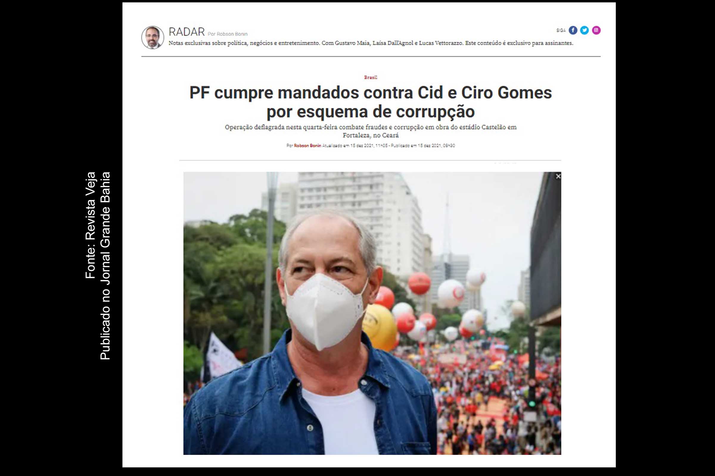 Revista Veja reporta operação da PF contra Cid e Ciro Gomes por esquema de corrupção.