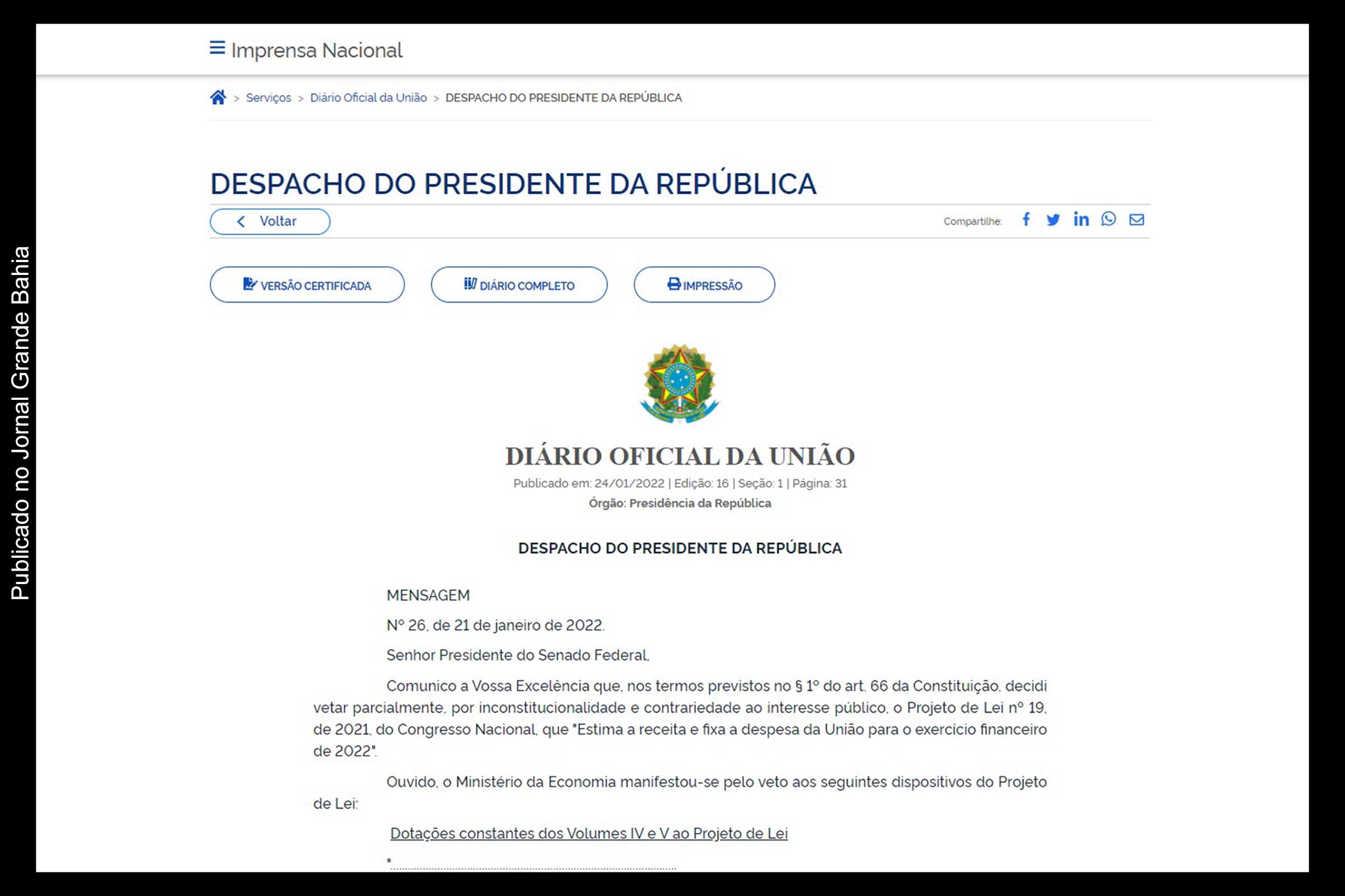 Sansão do Orçamento de 2022 da União tem previsão de R$ 4,73 trilhões, refinanciamento da dívida pública federal em R$ 1,88 trilhão e déficit de R$ 79,3 bilhões.