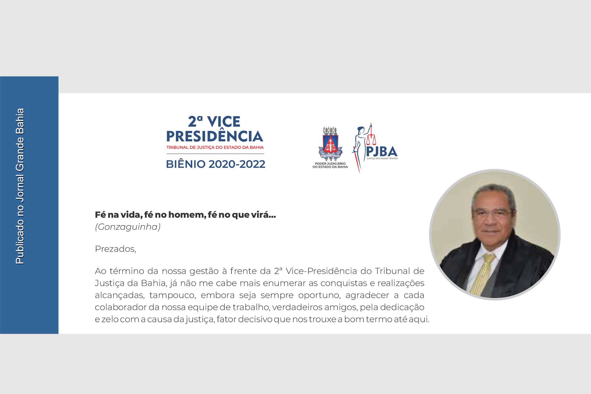 Desembargador Augusto Lima Bispo, 2ª vice-presidente do Poder Judiciário Estadual da Bahia (PJBA) no biênio 2020-2022.