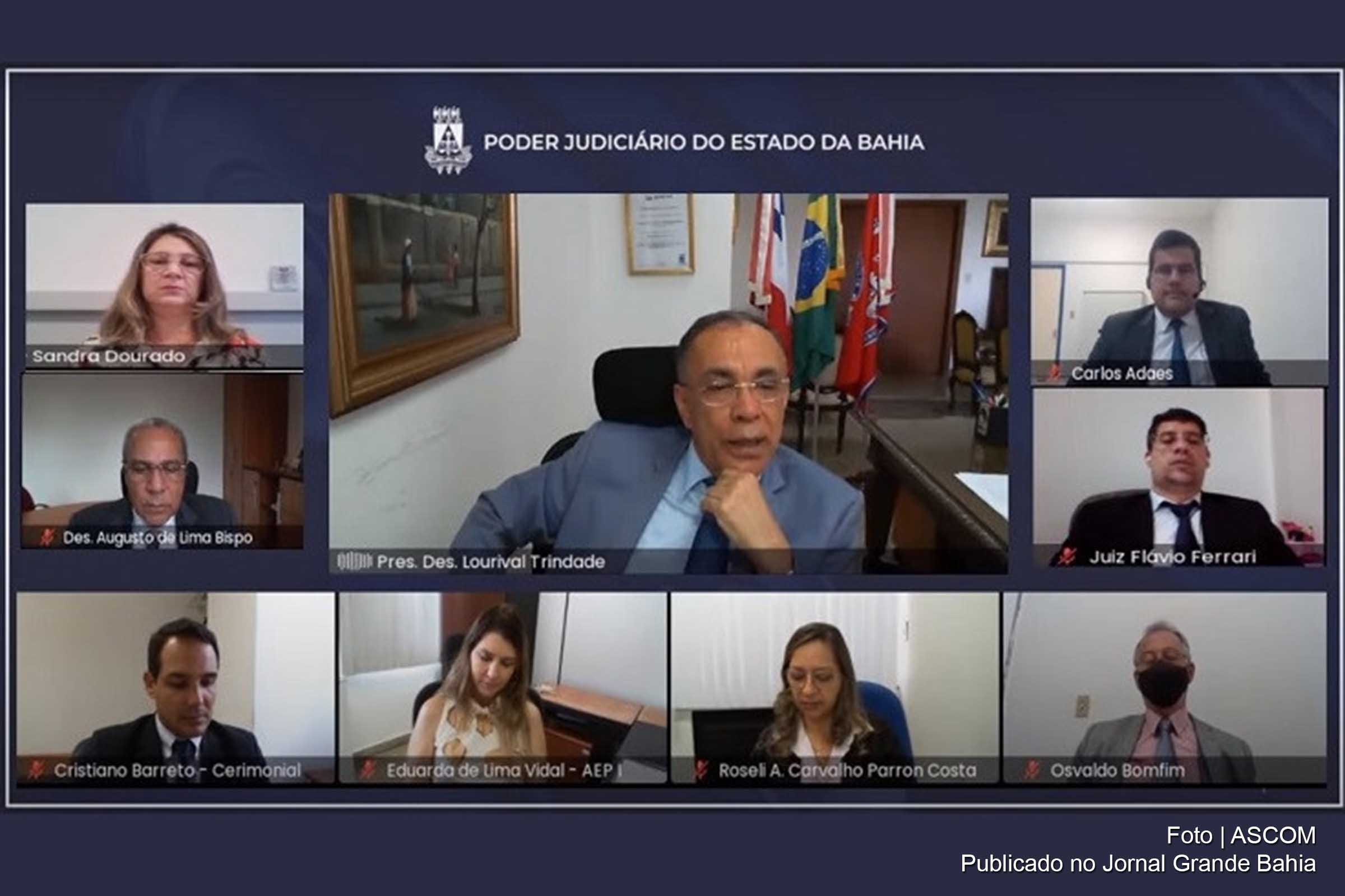 Desembargador Lourival Trindade, presidente do PJBA, participou de sessão virtual de inauguração na Comarca de Macaúbas.