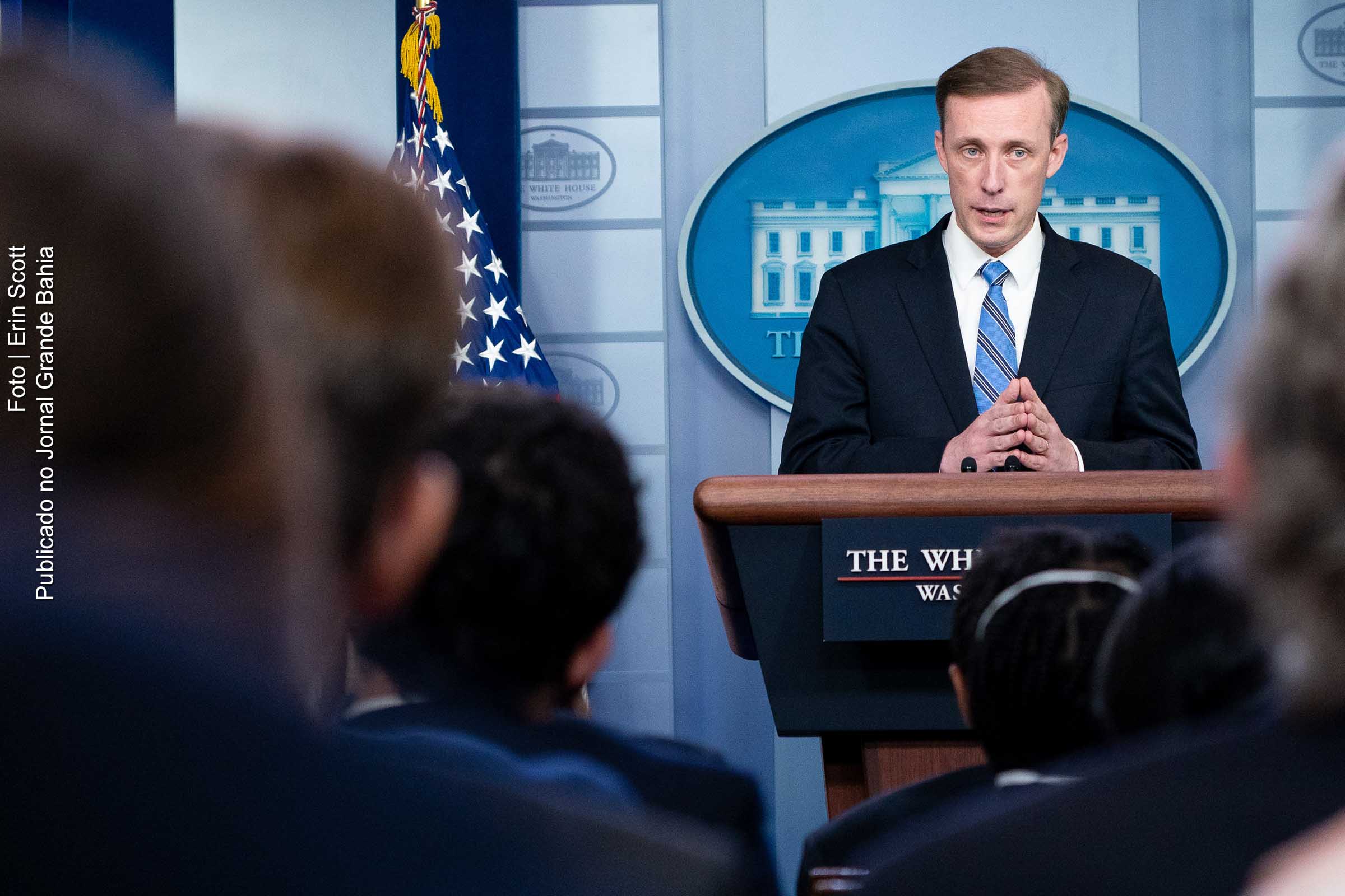 Jake Sullivan, Conselheiro de Segurança Nacional da Casa Branca. Governo Biden fala em 'guerra mundial' e diz que cidadãos americanos na Ucrânia devem deixar Ucrânia.