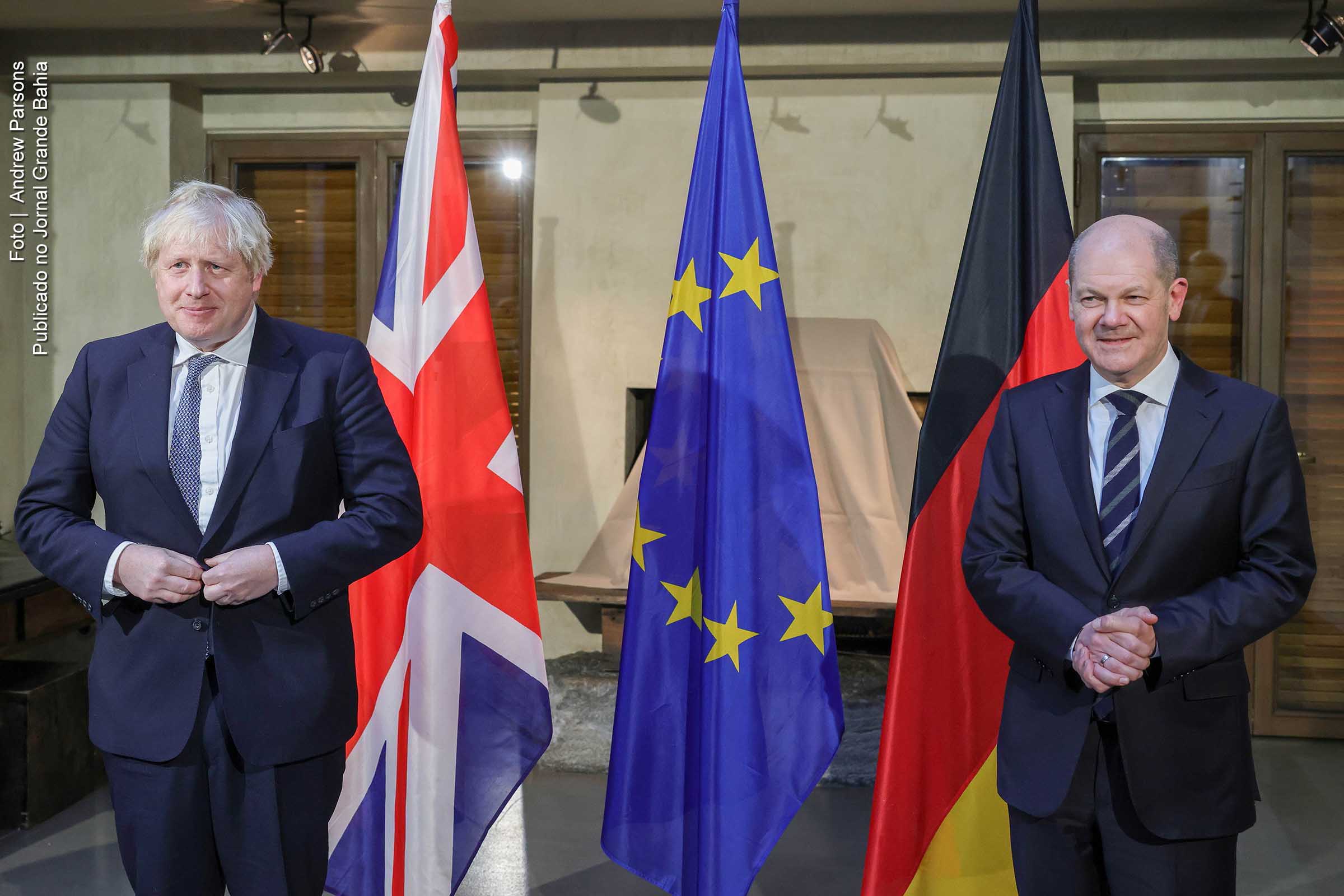 Primeiro ministro Boris Johnson e Olaf Scholz, chanceler da Alemanha.