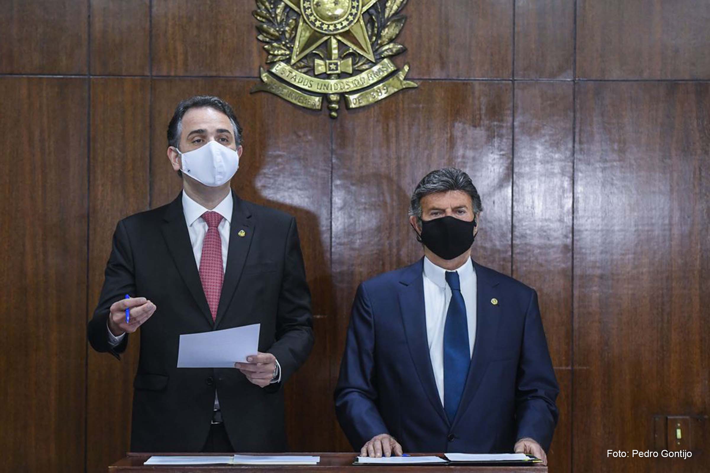 Rodrigo Pacheco, presidente do Senado, e Luiz Fux, do STF.