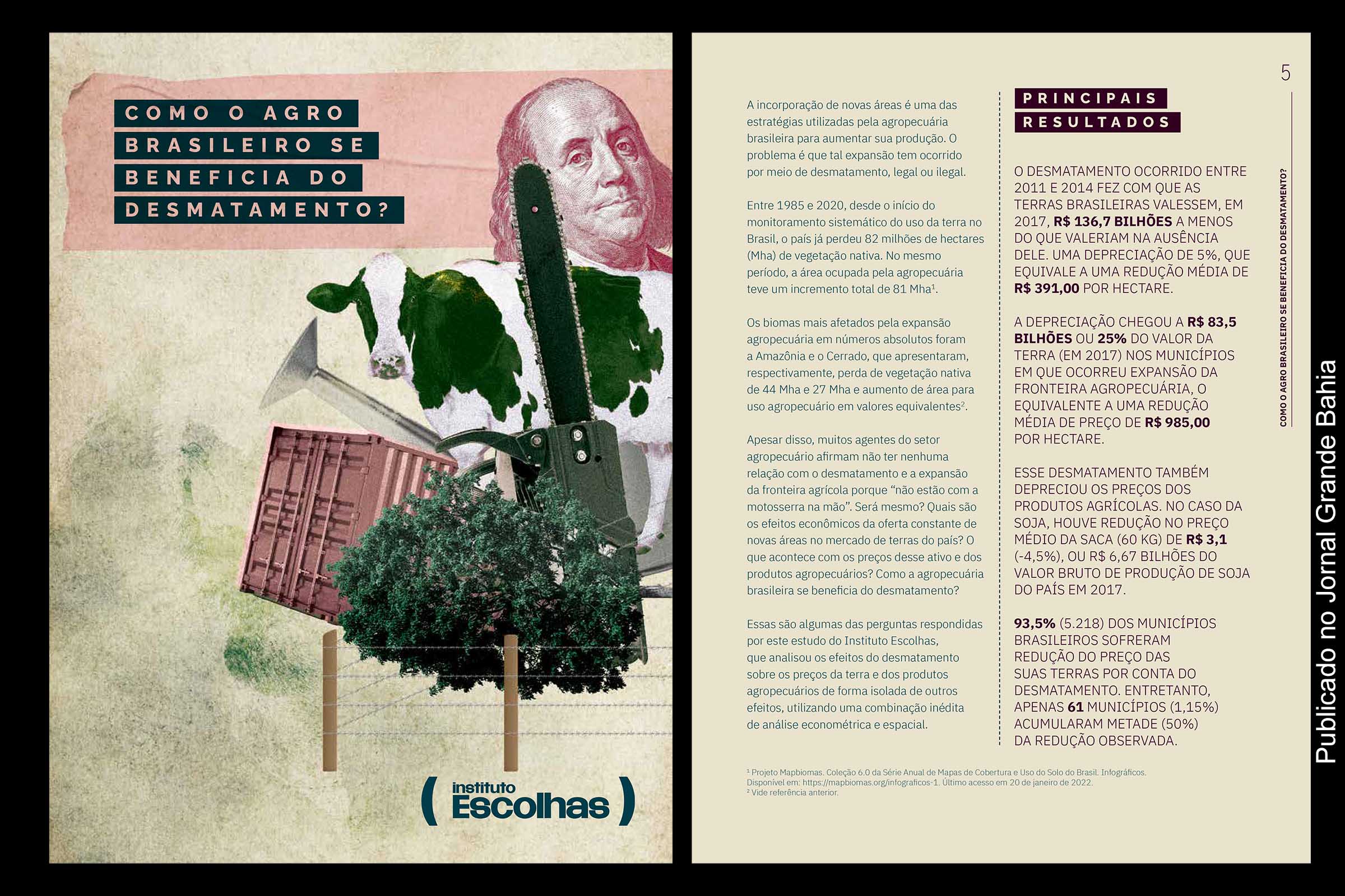 Instituto Escolhas apresentou estudo 'Como o Agro se beneficia do desmatamento’.