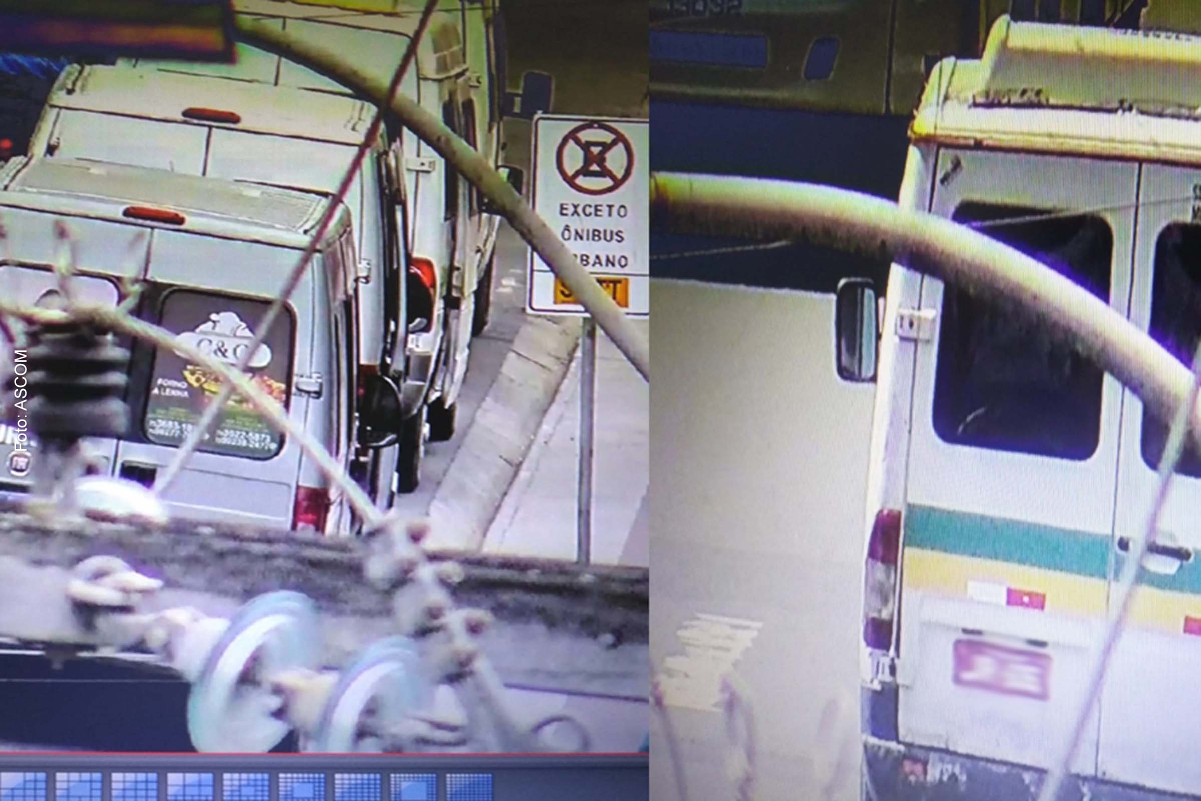 Van foi removida e o condutor encaminhado à Polícia Civil para registro de ocorrência.