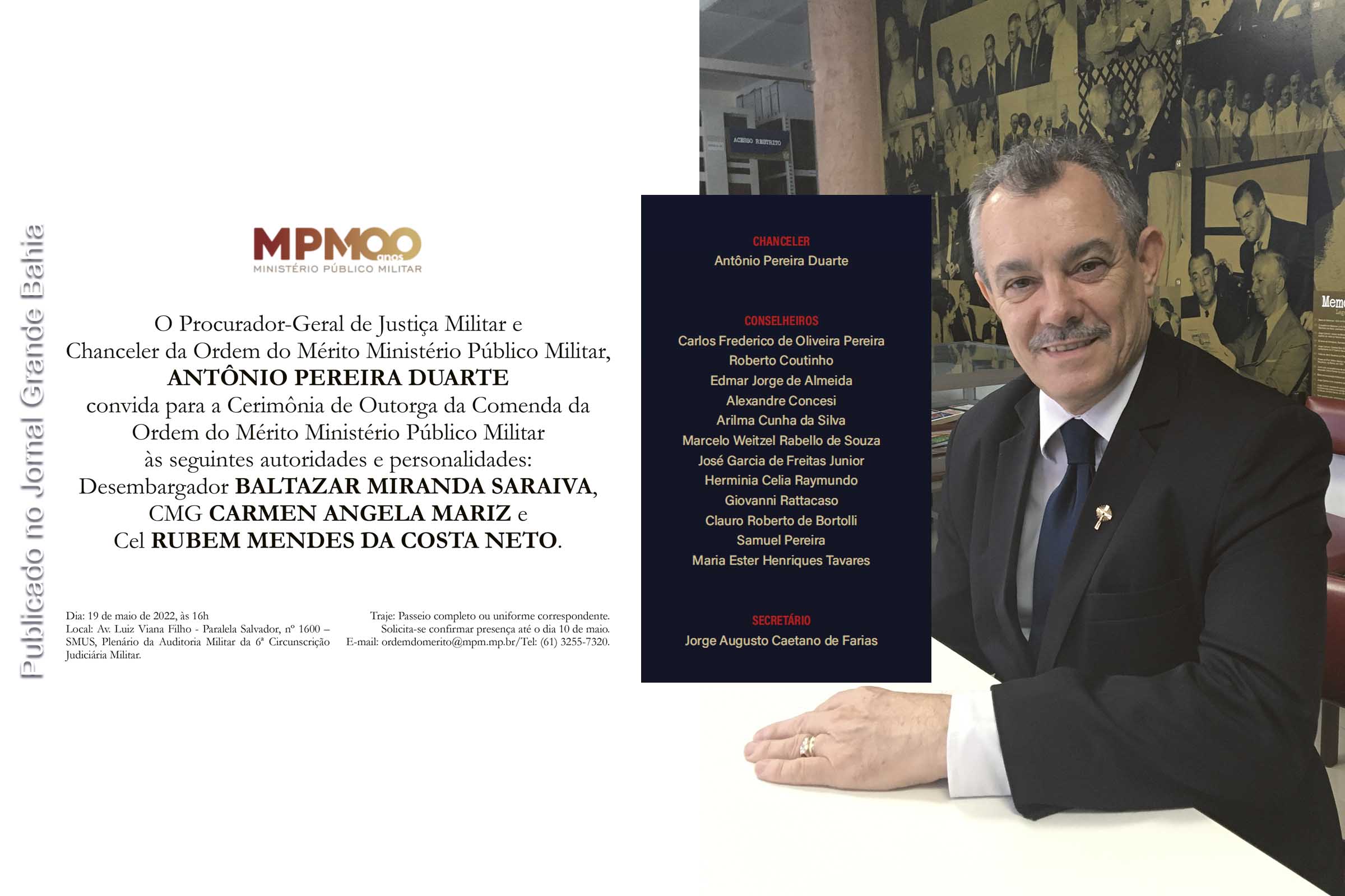 Desembargador TJBA Baltazar Miranda Saraiva e outras duas personalidades são homenageadas pelo Ministério Público Militar.