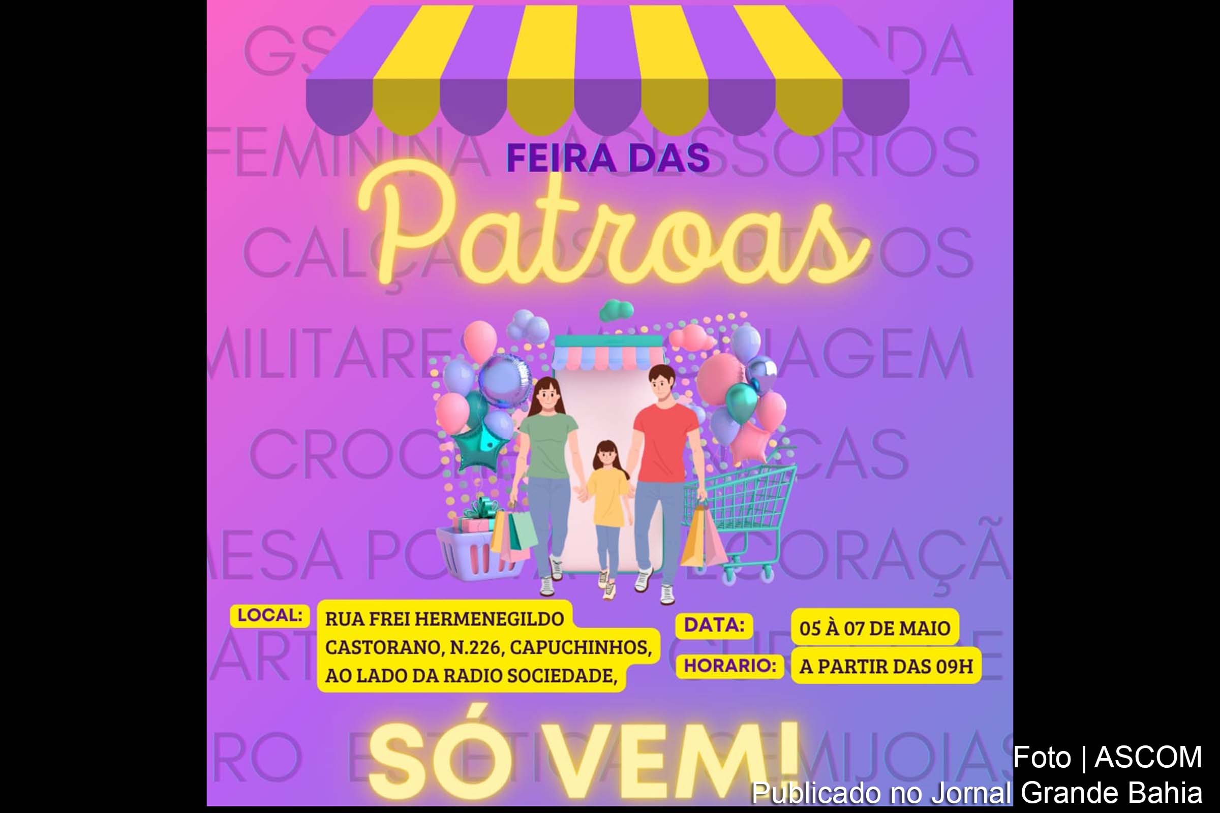 Evento vai acontecer entre os dias 5 e 7 de maio de 2022, no bairro Capuchinhos.
