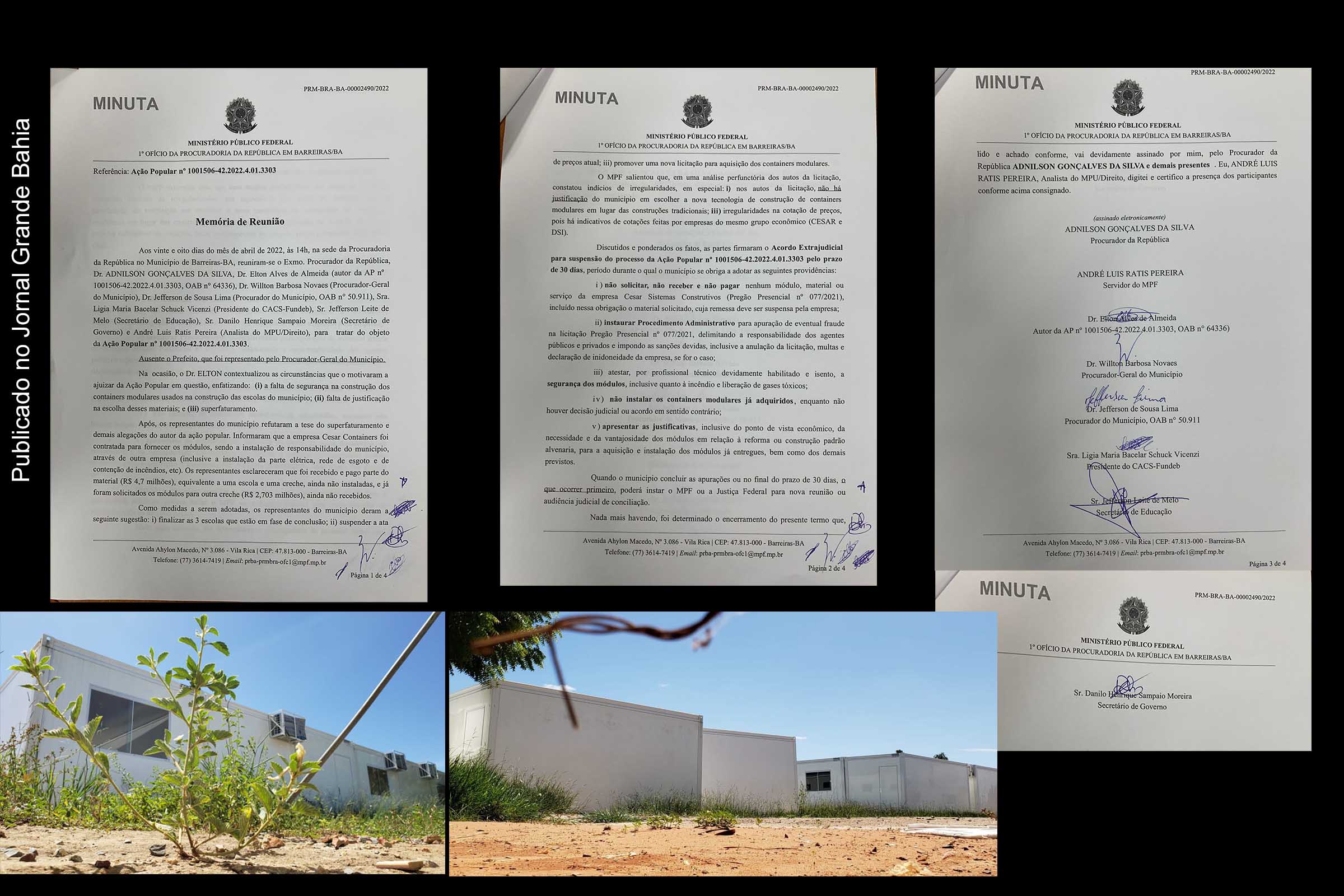 MPF firma Acordo Extrajudicial com Município de Luís Eduardo Magalhães para que não instalem containers como unidades de ensino.