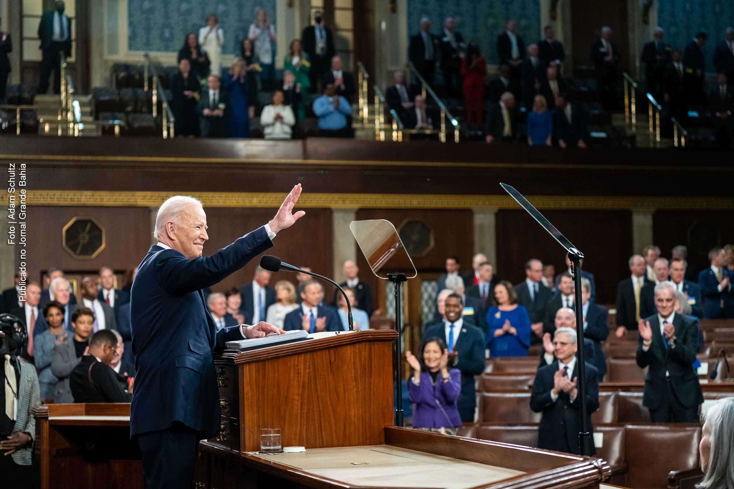 O presidente Joe Biden faz seu discurso sobre o Estado da União em uma sessão conjunta do Congresso, terça-feira, 1º de março de 2022, na Câmara da Câmara no Capitólio dos EUA em Washington, DC.