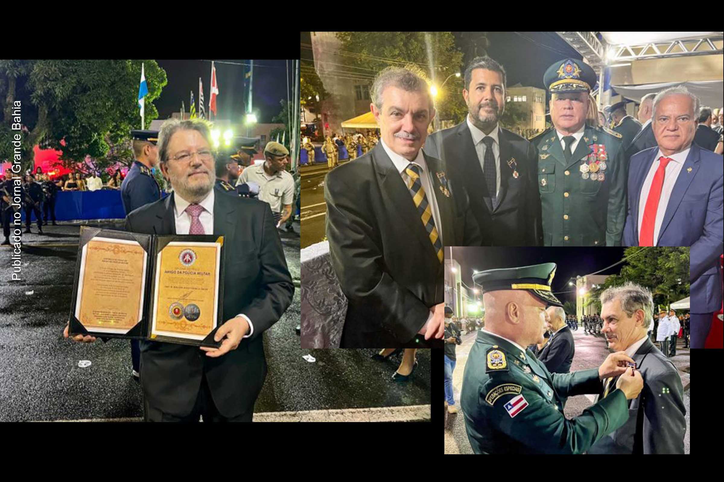 Desembargadores do TJBA Baltazar Miranda Saraiva e Jatahy Júnior, e o juiz Fábio Alexsandro são condecorados em solenidade da Polícia Militar da Bahia; Evento marca homenagem a Tiradentes