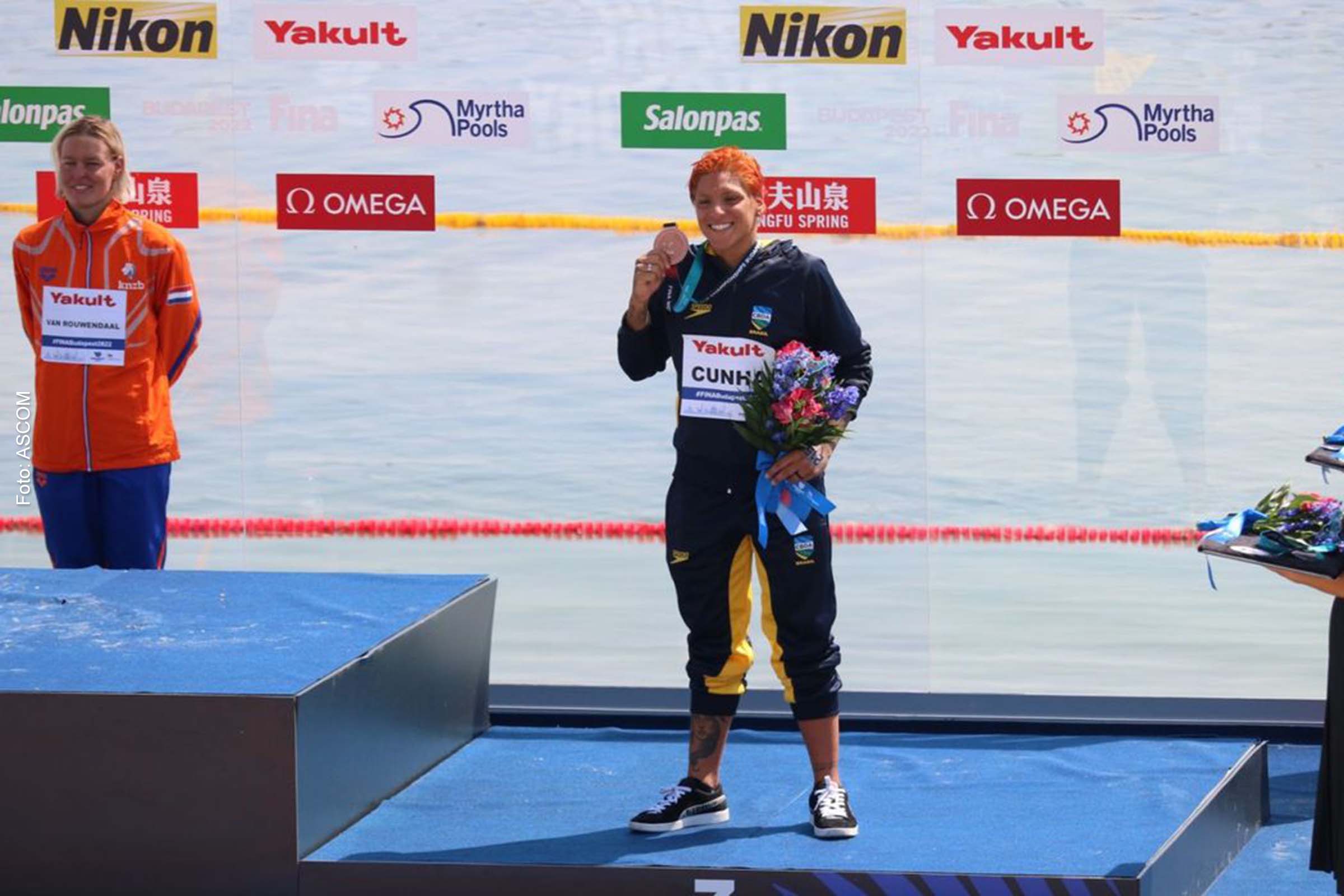 Ana Marcela foi bronze, com o tempo de 2h02min30s70, ao ser superada no sprint final da prova no Mundial de Águas Abertas em Budapeste.