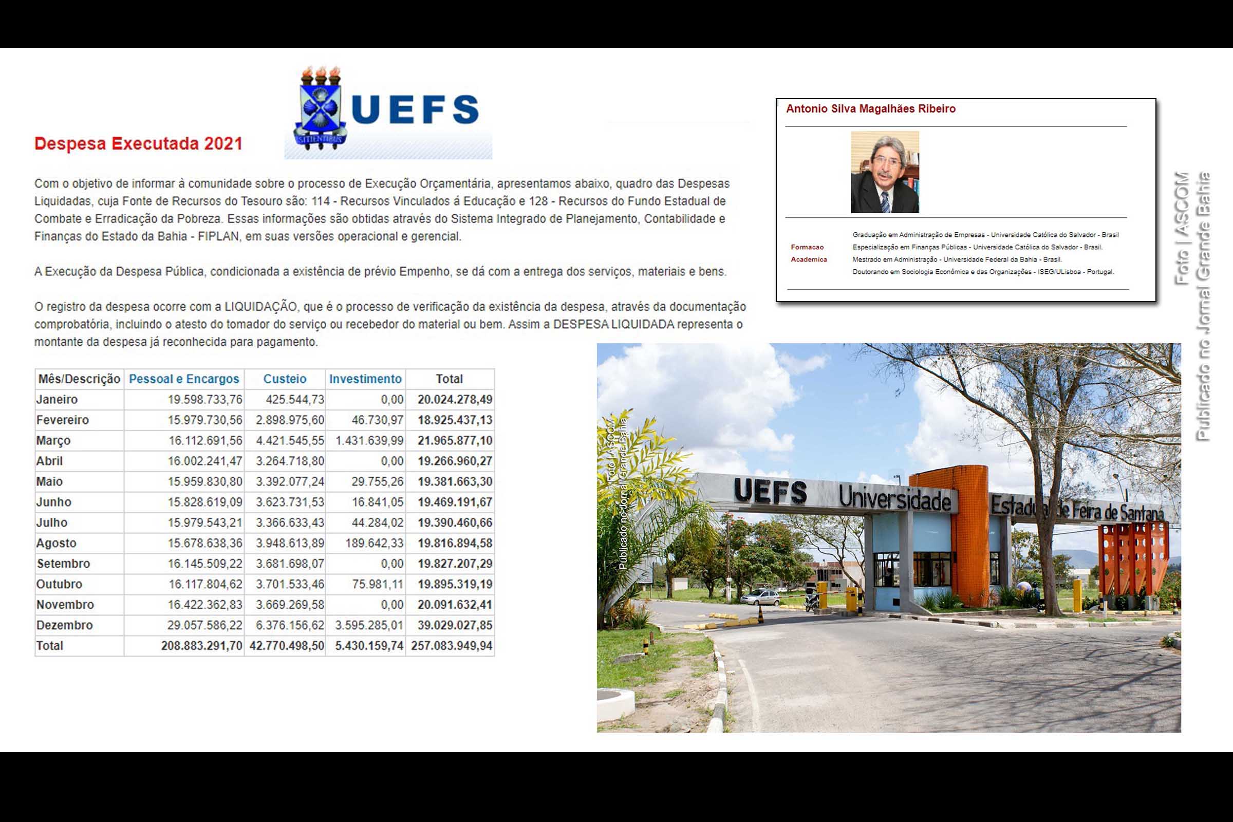 Professor Antonio Magalhães Ribeiro endossa críticas à UEFS; Instituição possui um servidor para cada cinco alunos