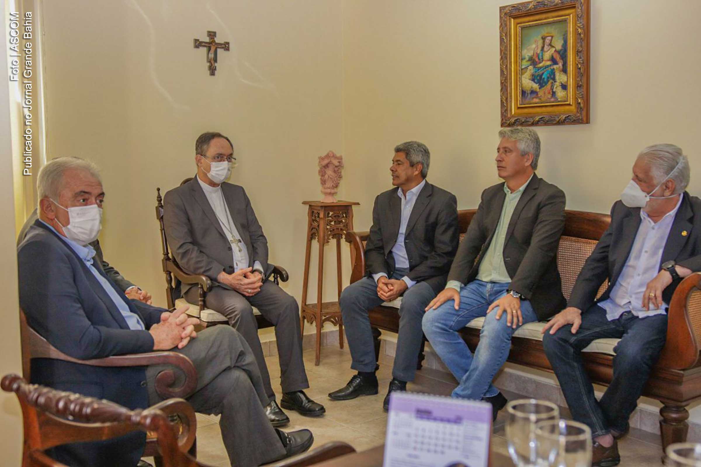 Dom Sérgio da Rocha recebe Jerônimo Rodrigues, Henrique Carballal, Jaques Wagner e Otto Alencar.