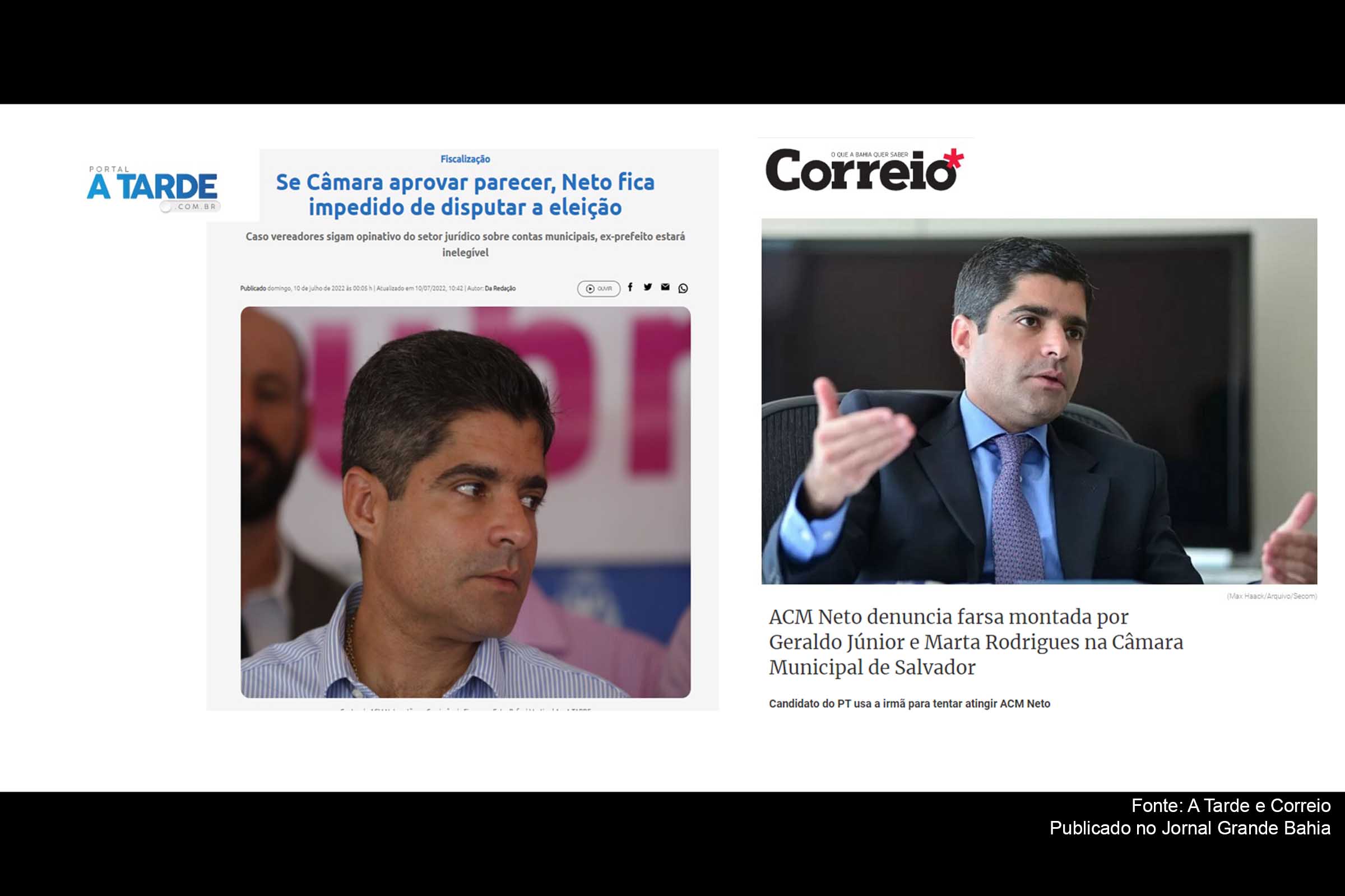 Jornal A Tarde e Correio trazem narrativas distintas da gestão de ACM Neto quando era prefeito de Salvador.