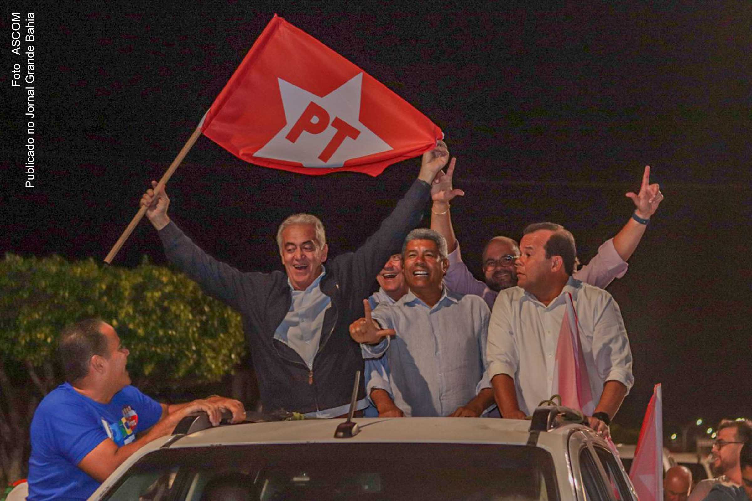 Otto Alencar, Jerônimo Rodrigues e Geraldo Junior em de ato de pré-campanha eleitoral no município de Santo Estevão.