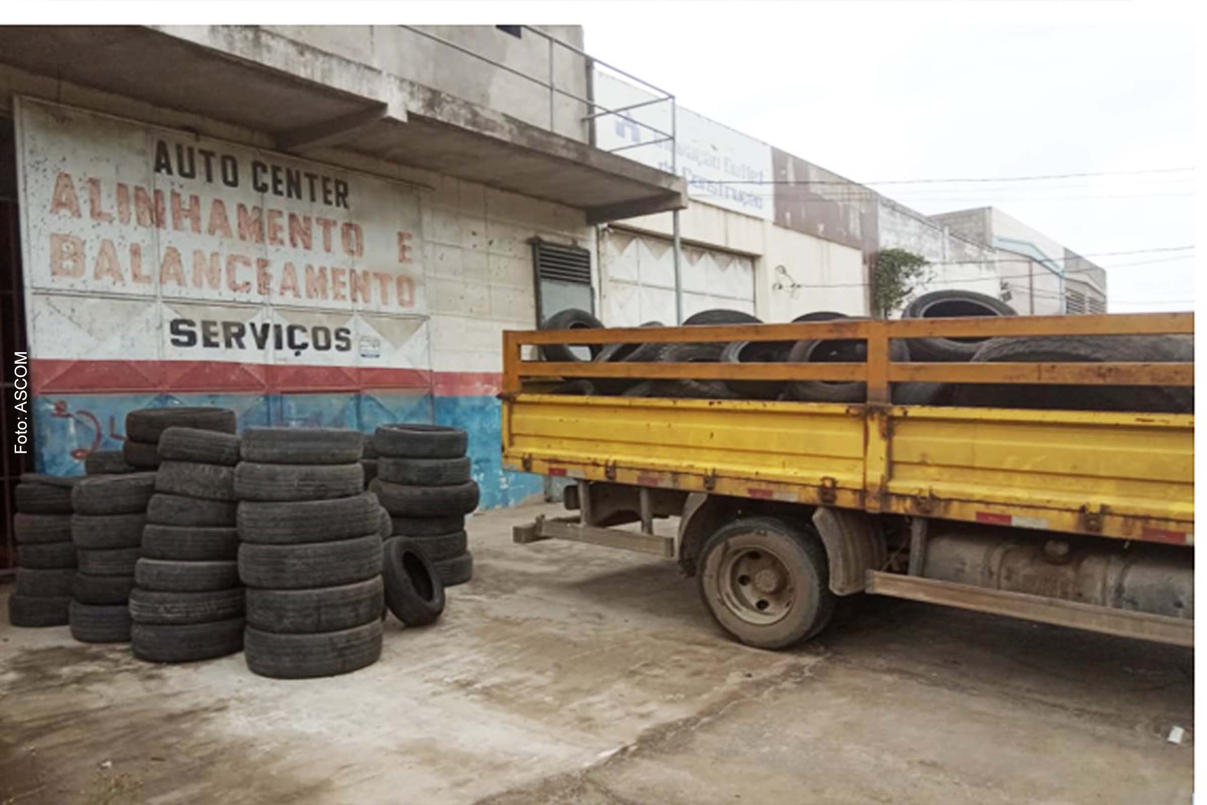 23.810 quilos de pneus usados foram recolhidos em borracharias, lojas de serviços automotivos, entre outros.