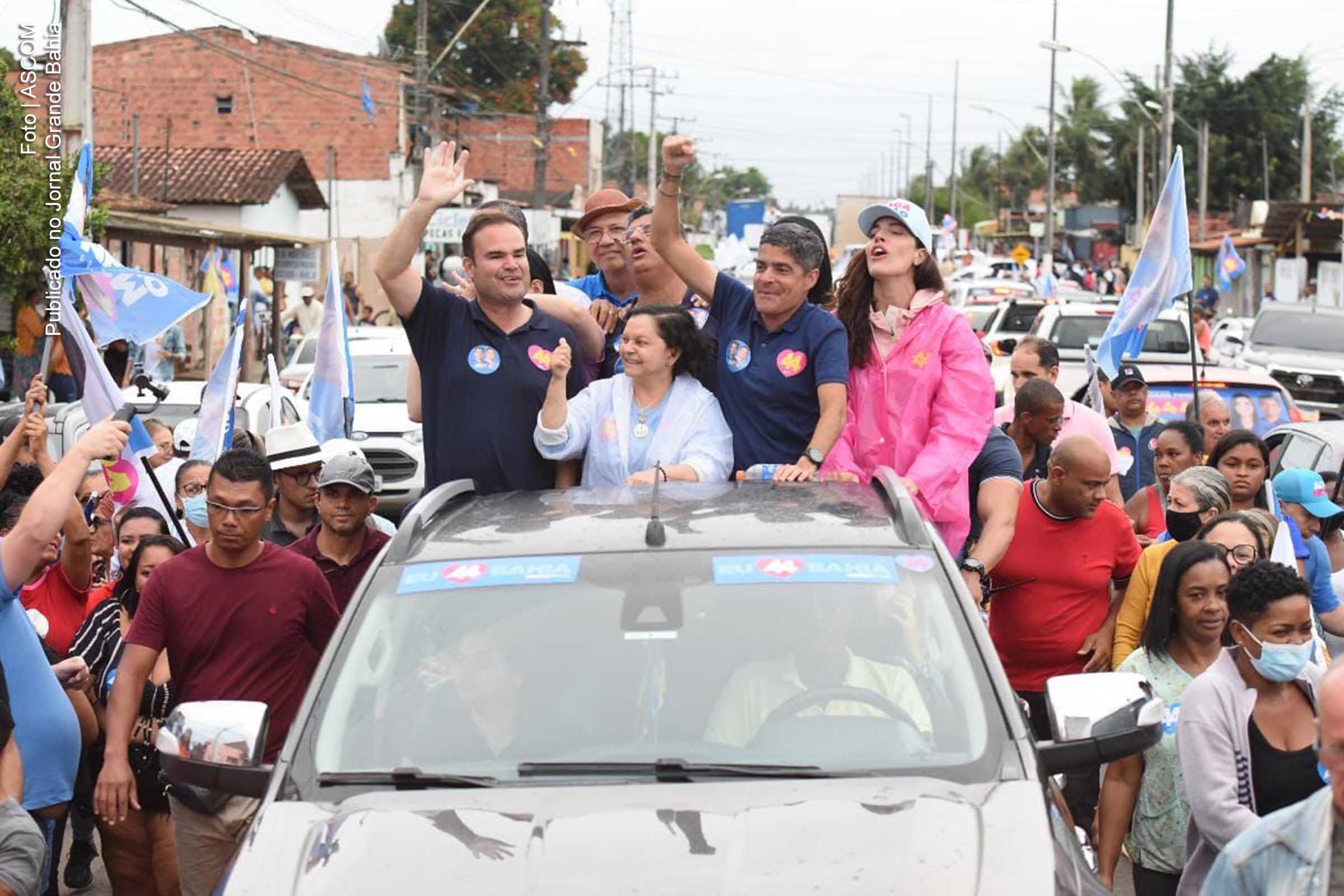 Com o apoio da prefeita Tânia Yoshida (PSD), Cacá Leão (PP) e ACM Neto (UB) participam de ato de campanha em Conceição do Jacuípe.