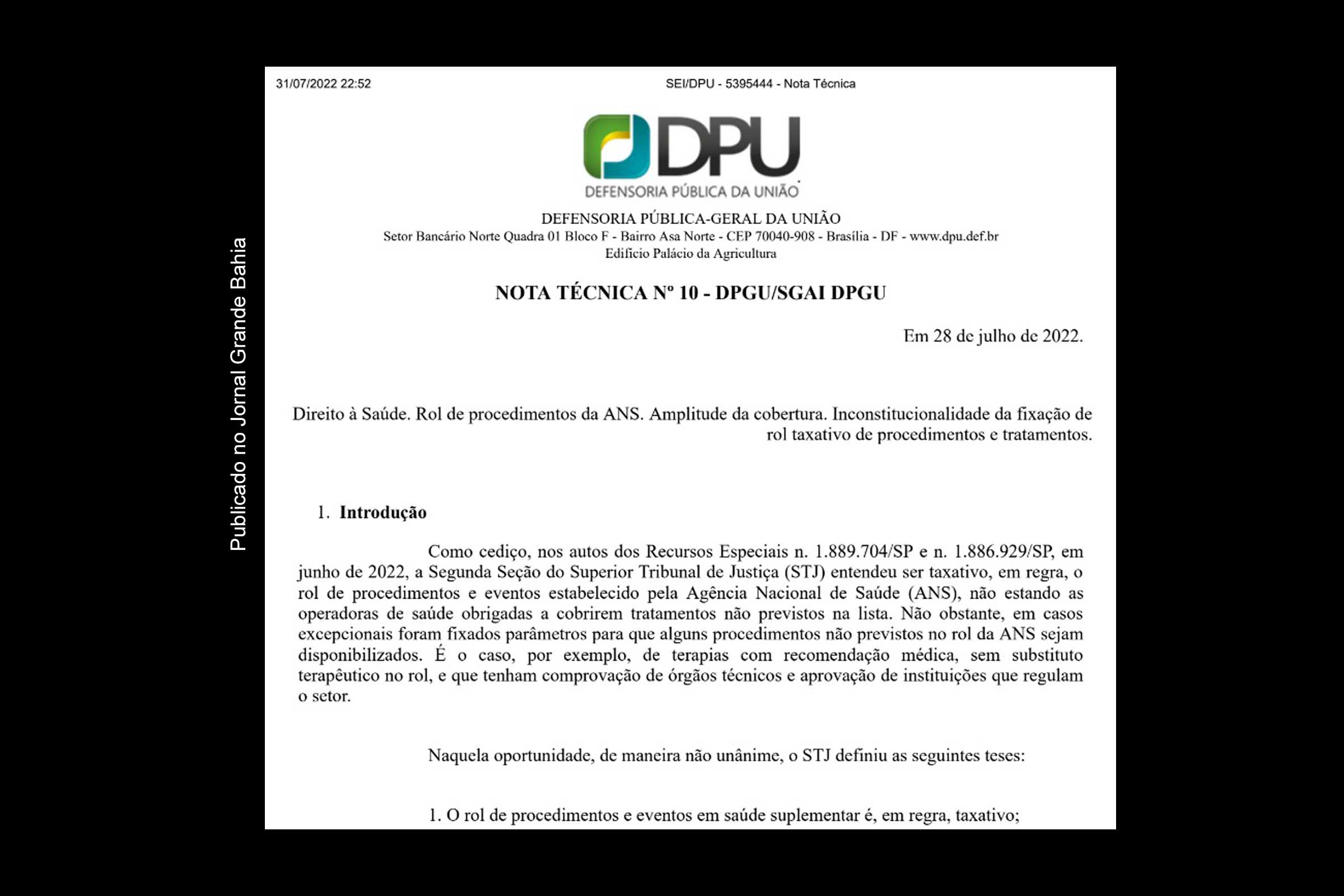 DPU destaca que ANS extrapolou limites do poder regulamentador.