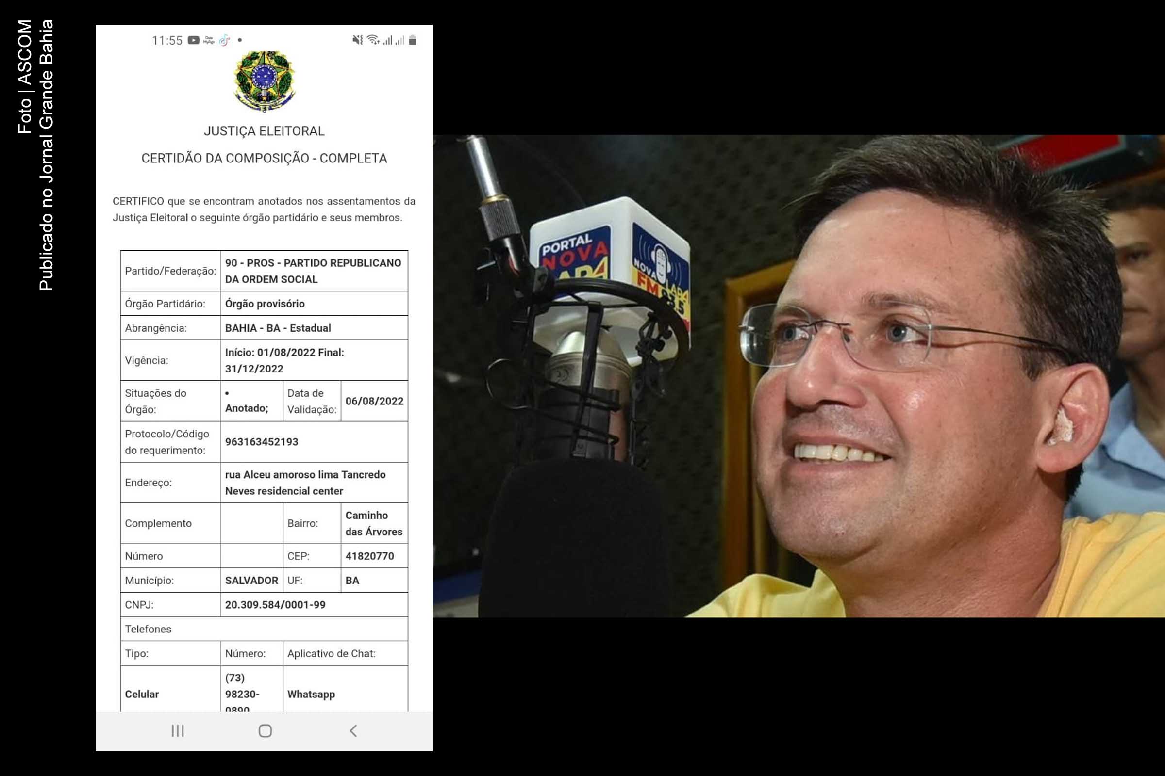 João Roma apresenta documento da convenção do PROS que confirmou aliança para as Eleições 2022.