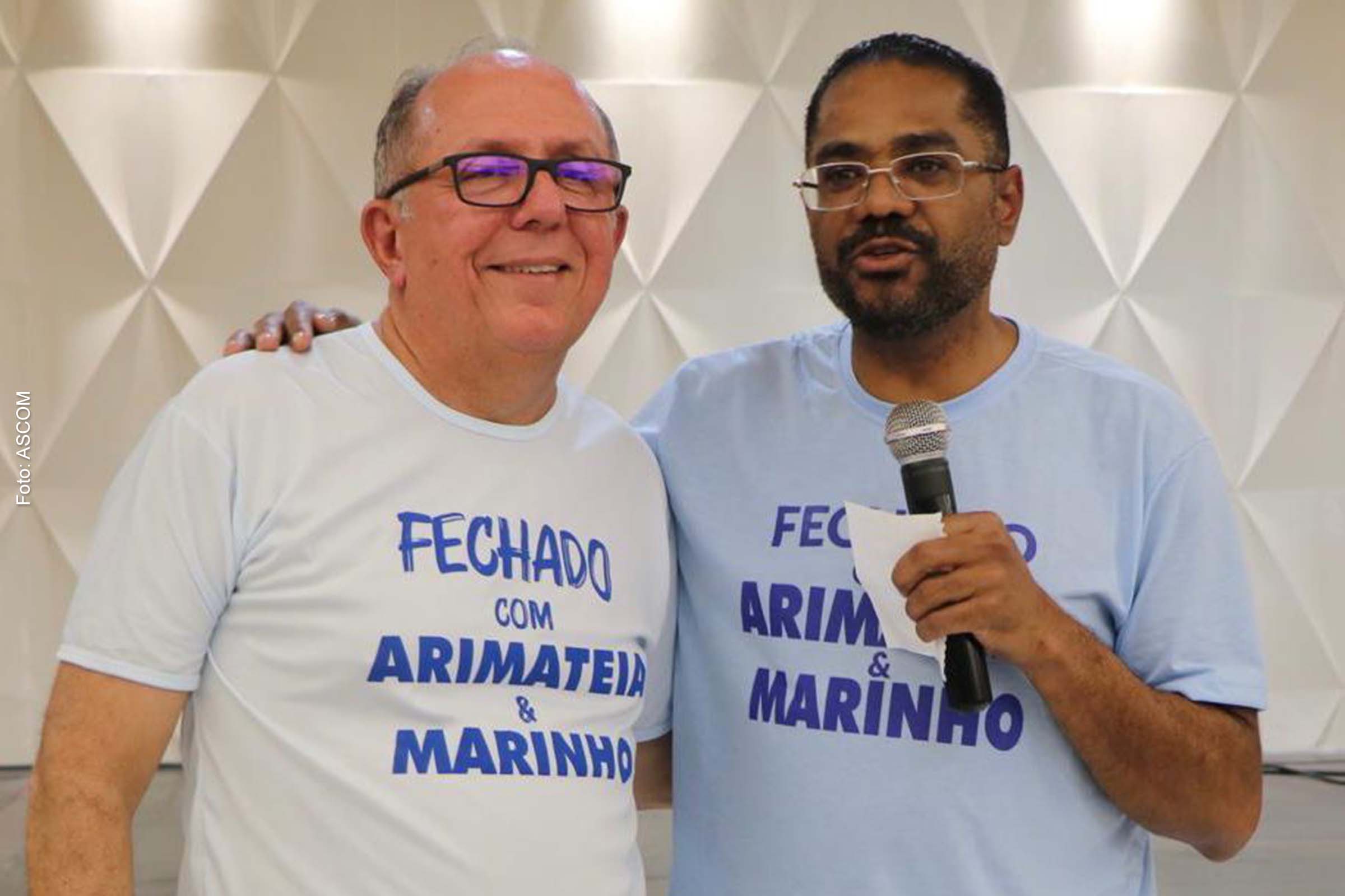 Deputado estadual José de Arimateia ao lado do candidato a deputado federal Márcio Marinho.