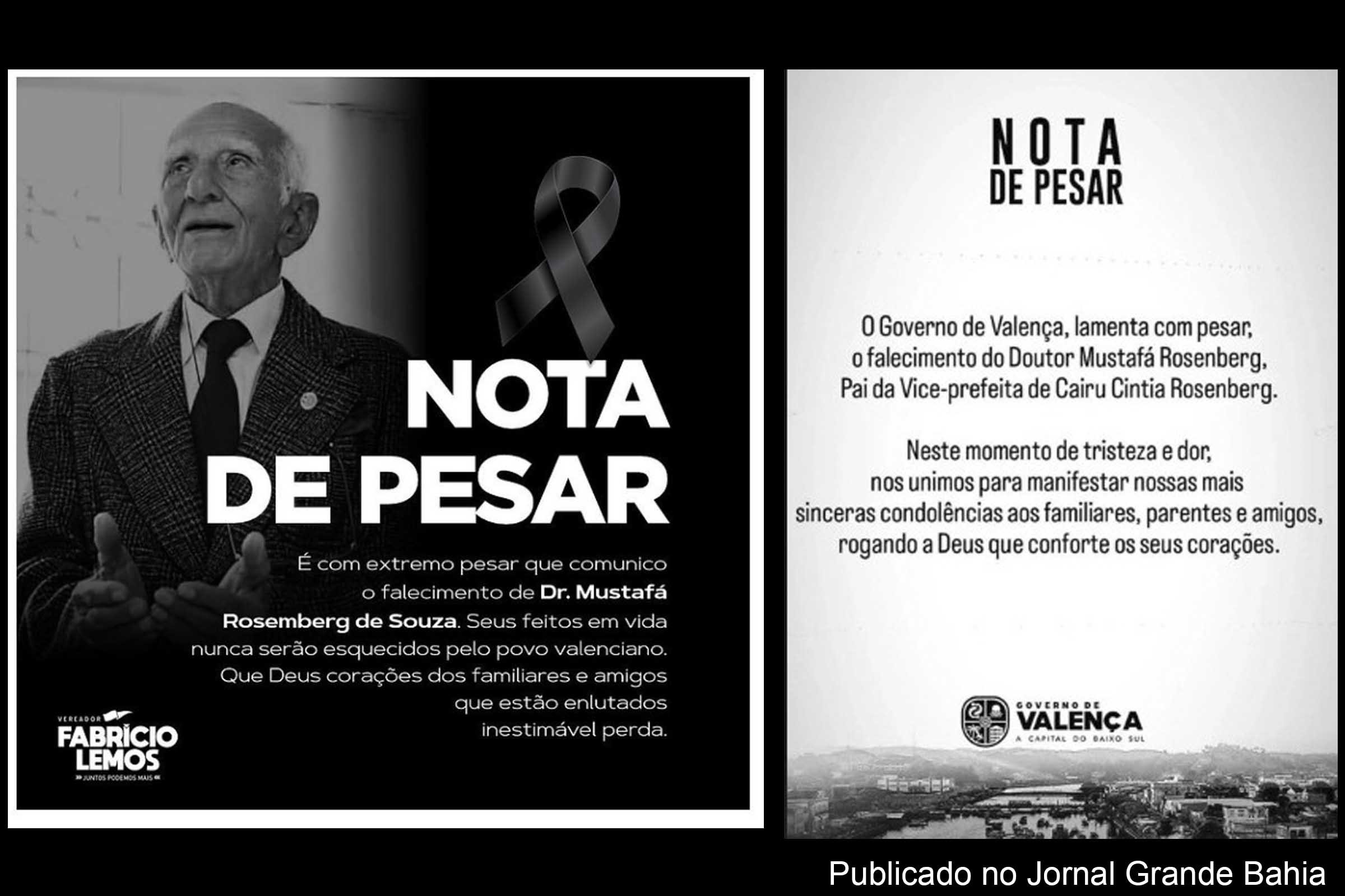 O Dr. Mustafá Rosemberg de Souza faleceu em Valença, no dia 19 de agosto de 2022, aos 96 anos.