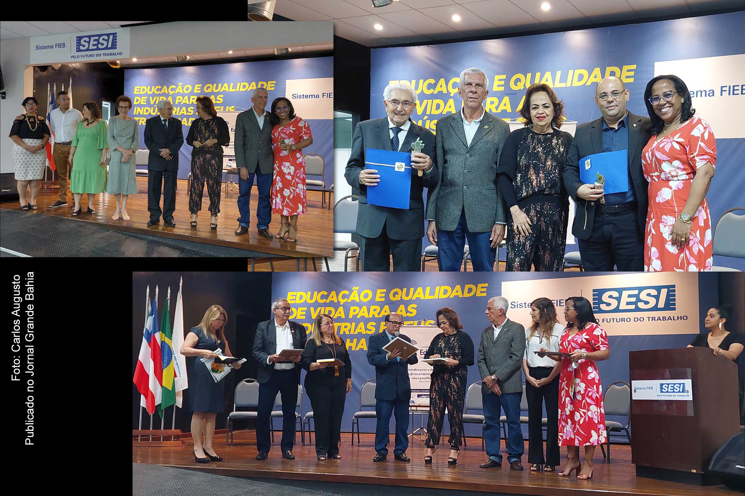 Jornalista e cientista social Carlos Augusto, diretor do Jornal Grande Bahia, é uma das 14 personalidades de Feira de Santana que foi homenageado em solenidade dirigida por Karina Macêdo de Assis, presidente do Conselho Municipal de Educação de Feira de Santana.