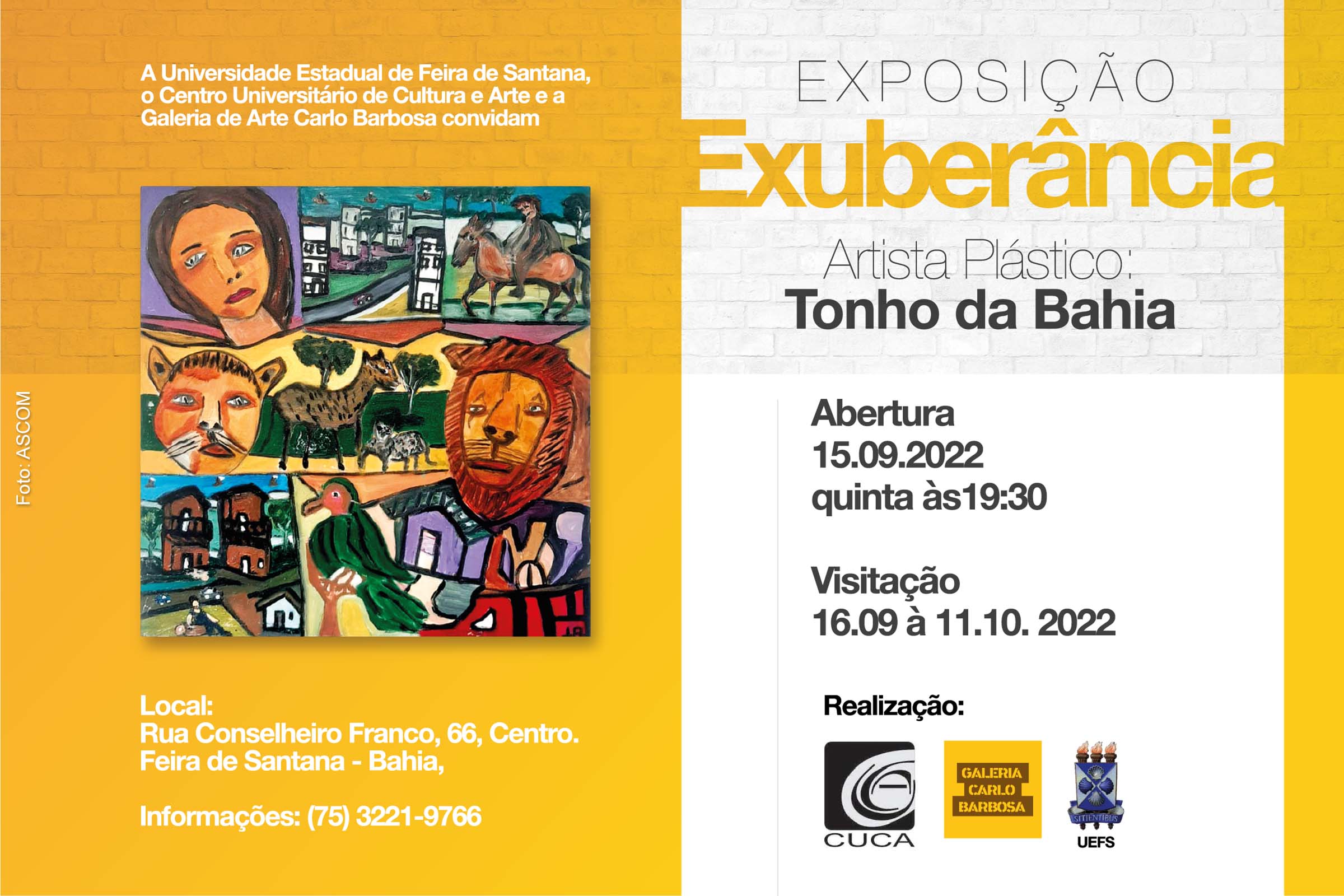 Feira de Santana: Artista plástico Tonho da Bahia realiza exposição ‘Exuberância’ no CUCA