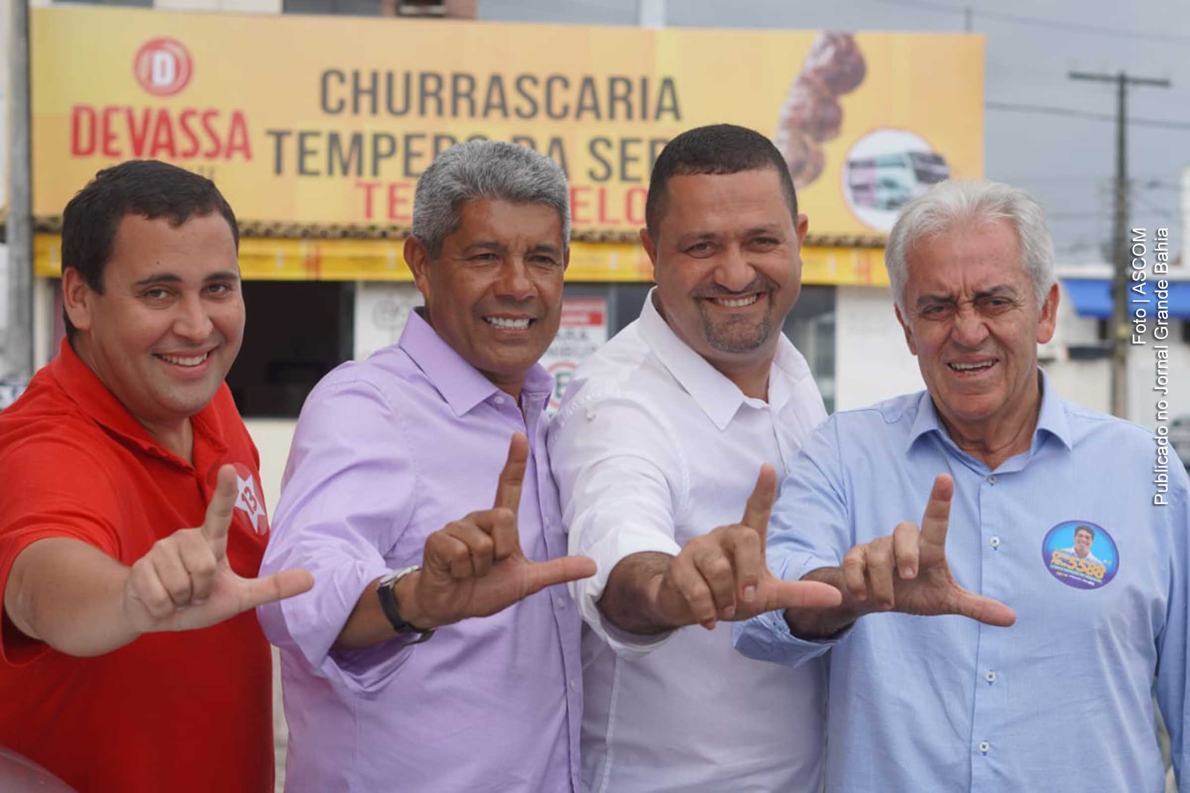Eden Valadares, Jerônimo Rodrigues, Osni Cardoso e Otto Alencar em ato de campanha em Serrinha.