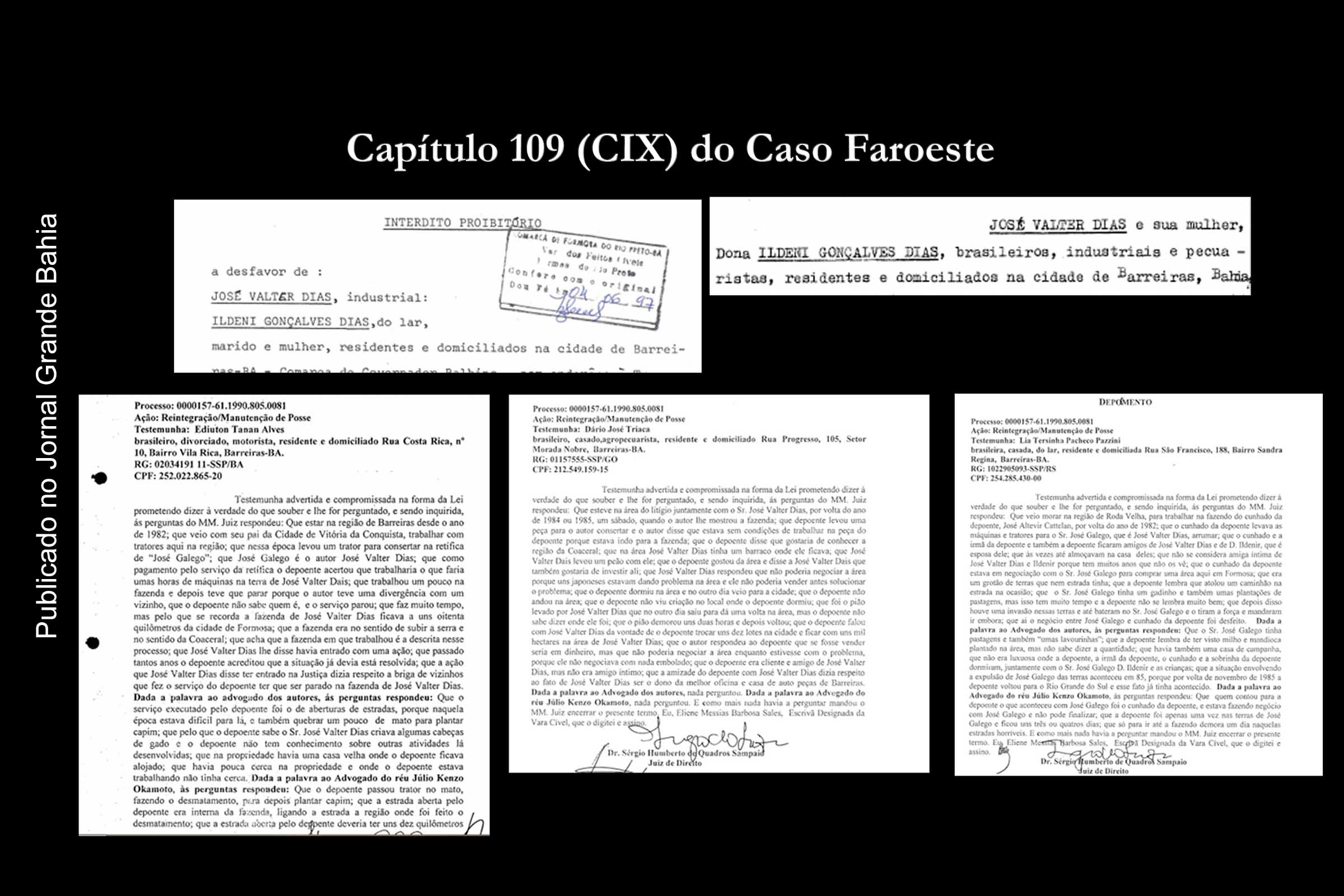 Documentos registram perfil de José Valer Dias como empresário de Barreiras. Ele é o autor da ação judicial iniciada na década de 1980 sobre as terras da antiga Fazenda São José, em Formosa do Rio Preto.