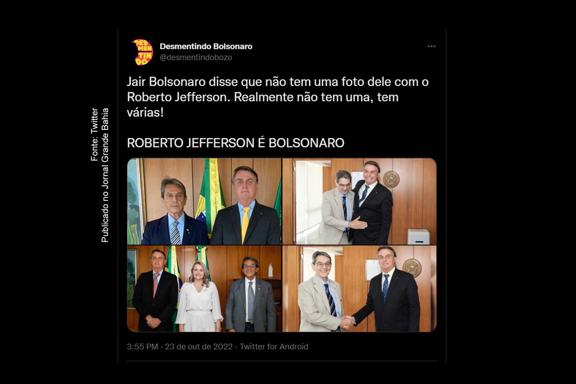 Roberto Jefferson e o presidente Jair Bolsonaro. Candidatura do "padre" Kelmon Luís pelo PTB foi com a finalidade de apoiar reeleição do presidente e contou com iniciativa do ex-deputado bolsonarista preso neste domingo (23/10/2022).