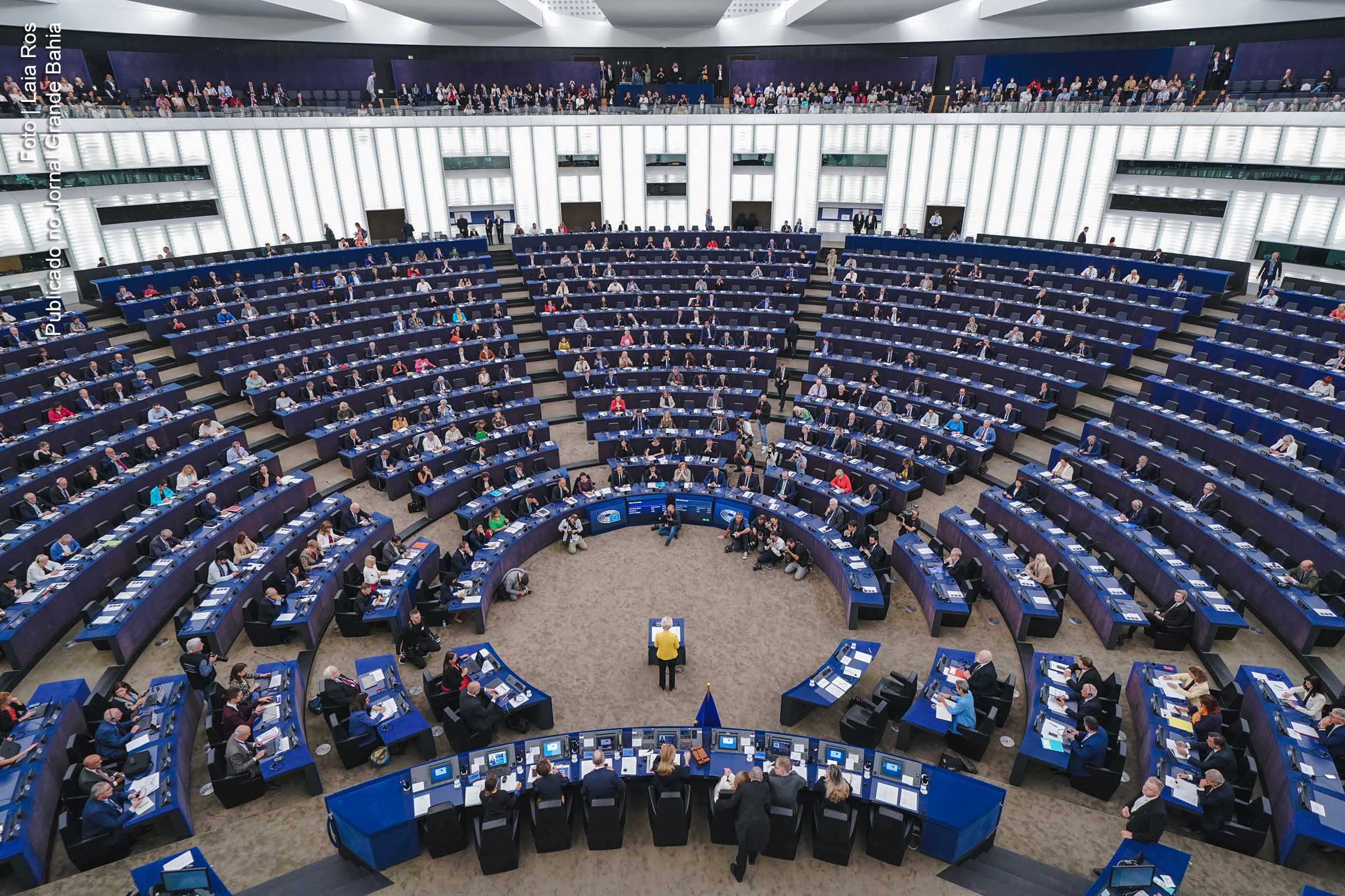Vista do plenário do Parlamento da União Europeia.