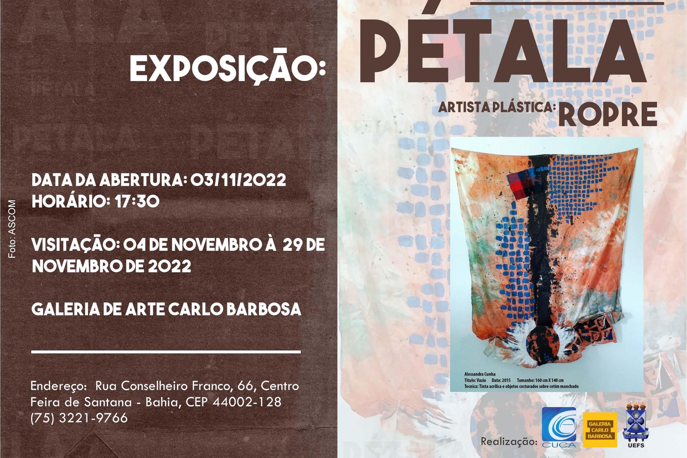 Feira de Santana: CUCA sedia exposição ‘Pétala’ da artista plástica Ropre
