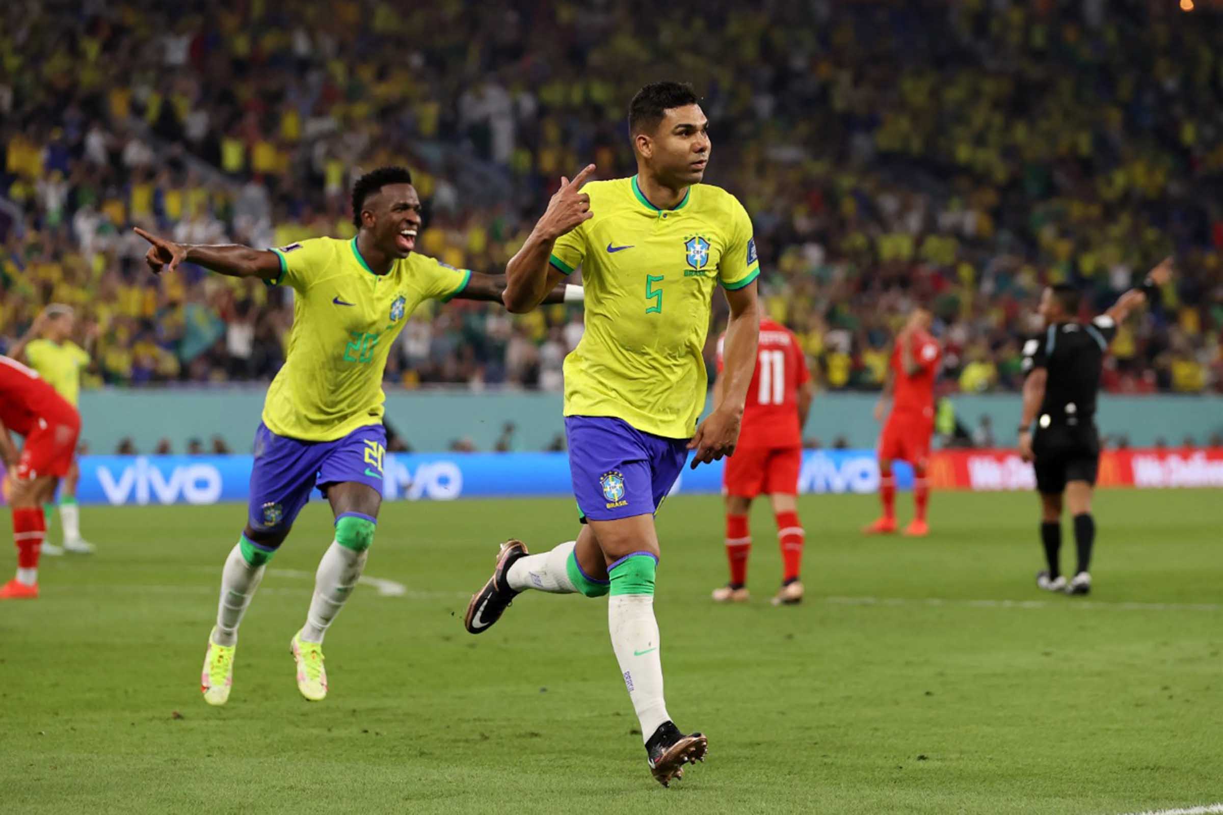 Casemiro marcou aos 40 min do 2º tempo contra a Suíça.
