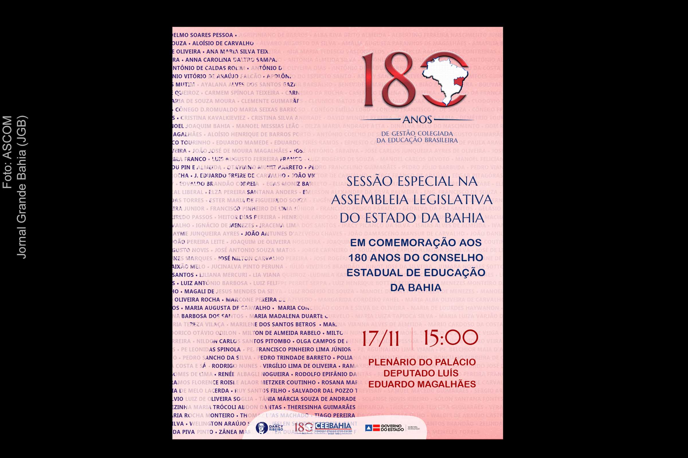 Evento na ALBA marca 180 anos do Conselho Estadual de Educação da Bahia.