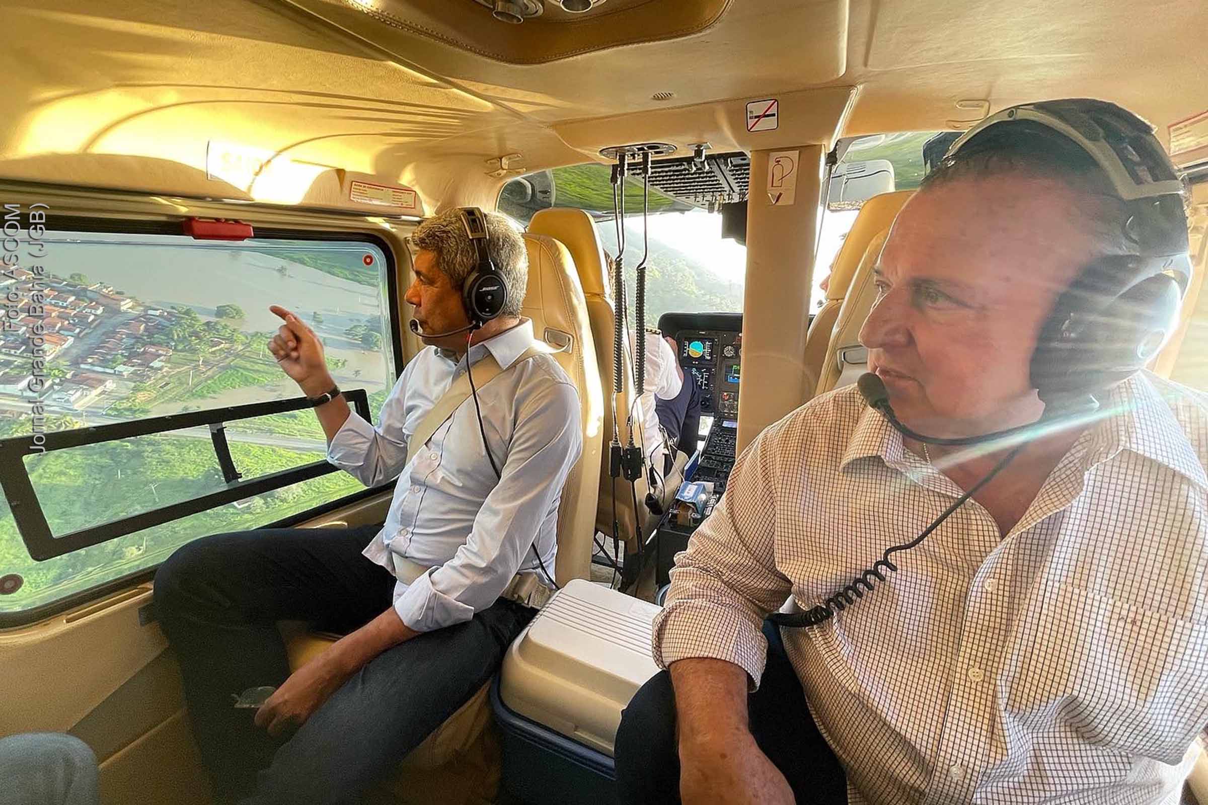 Jerônimo Rodrigues e Adolfo Menezes avaliam danos causados por chuvas e enchentes na Bahia.