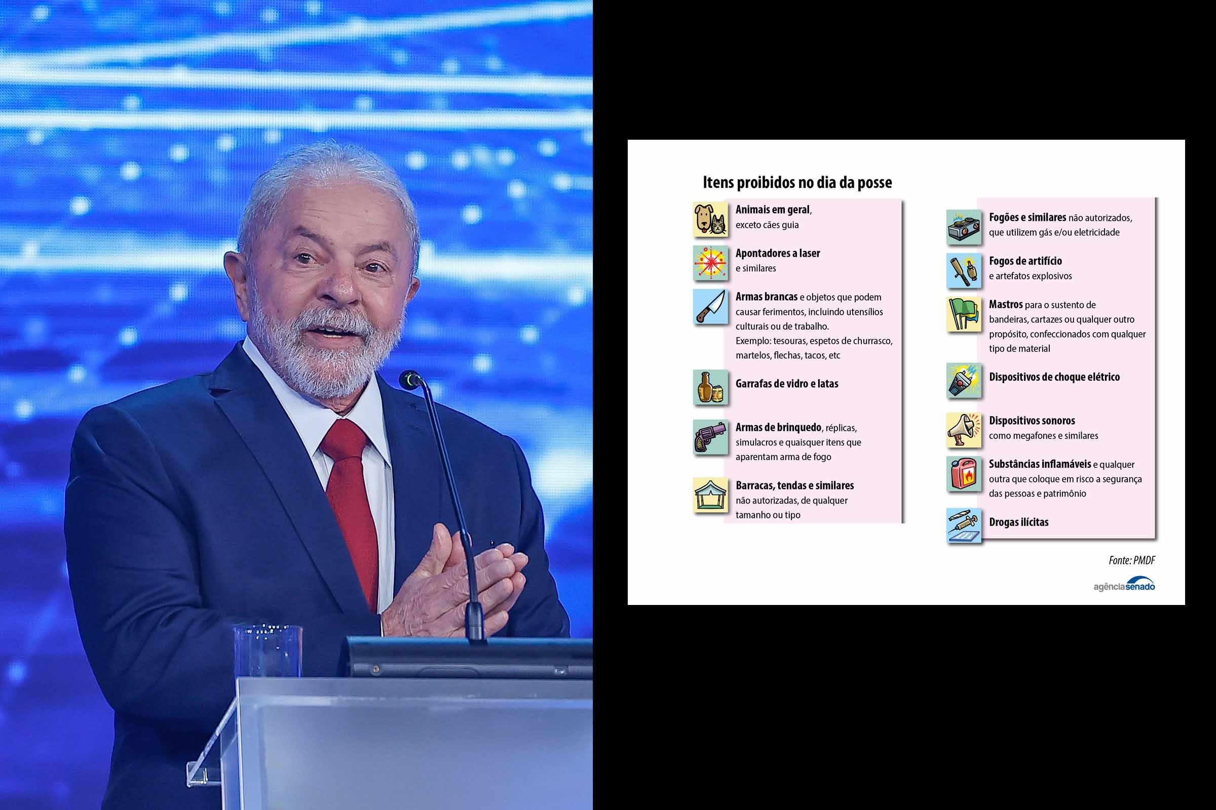 Posse de Lula na presidência da República tem medidas restritivas.