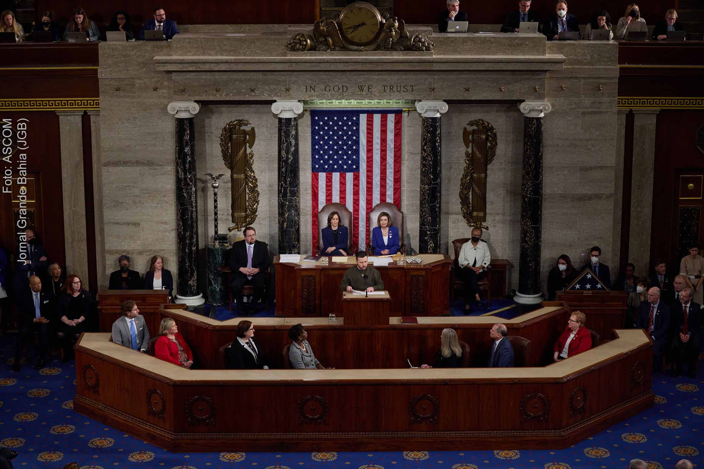 Presidente Vladimir Zelensky discursa no Congresso dos Estados Unidos.